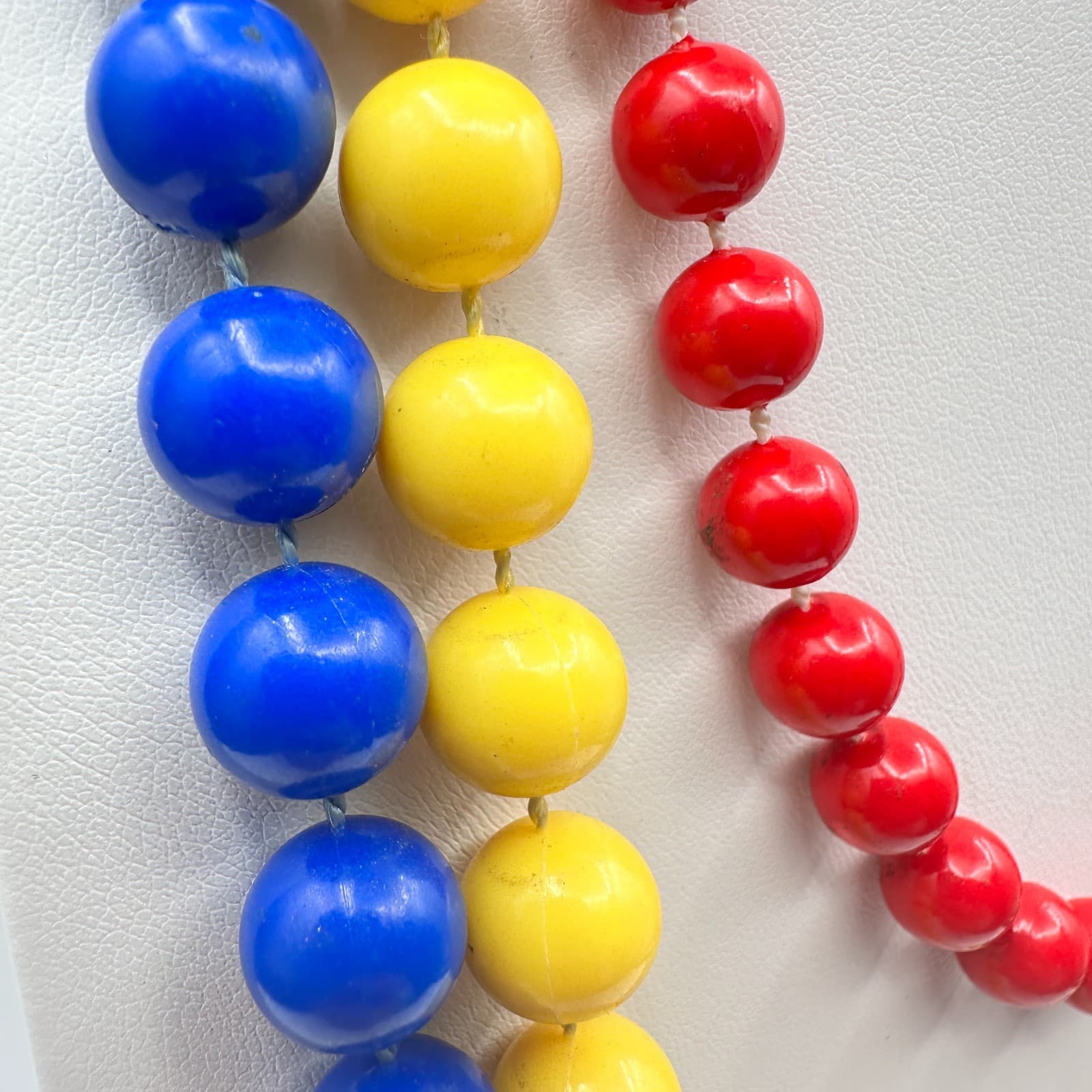 Vintage 80s Multi Strand Beaded Necklace Primary Colors Pop Art Women's Jewelry - Thumbnail 5