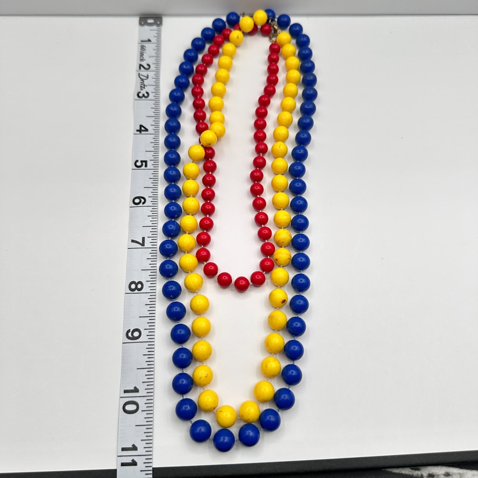 Vintage 80s Multi Strand Beaded Necklace Primary Colors Pop Art Women's Jewelry - Thumbnail 13