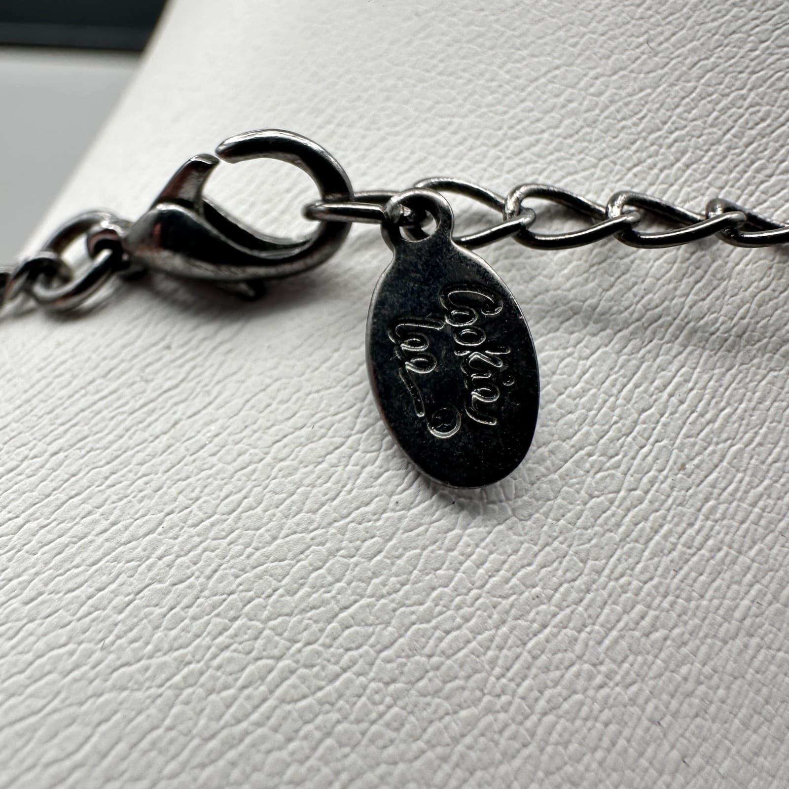 Vintage 90s Cookie Lee Silver Tone Twisted Chain Rhinestone Choker Necklace - Thumbnail 11