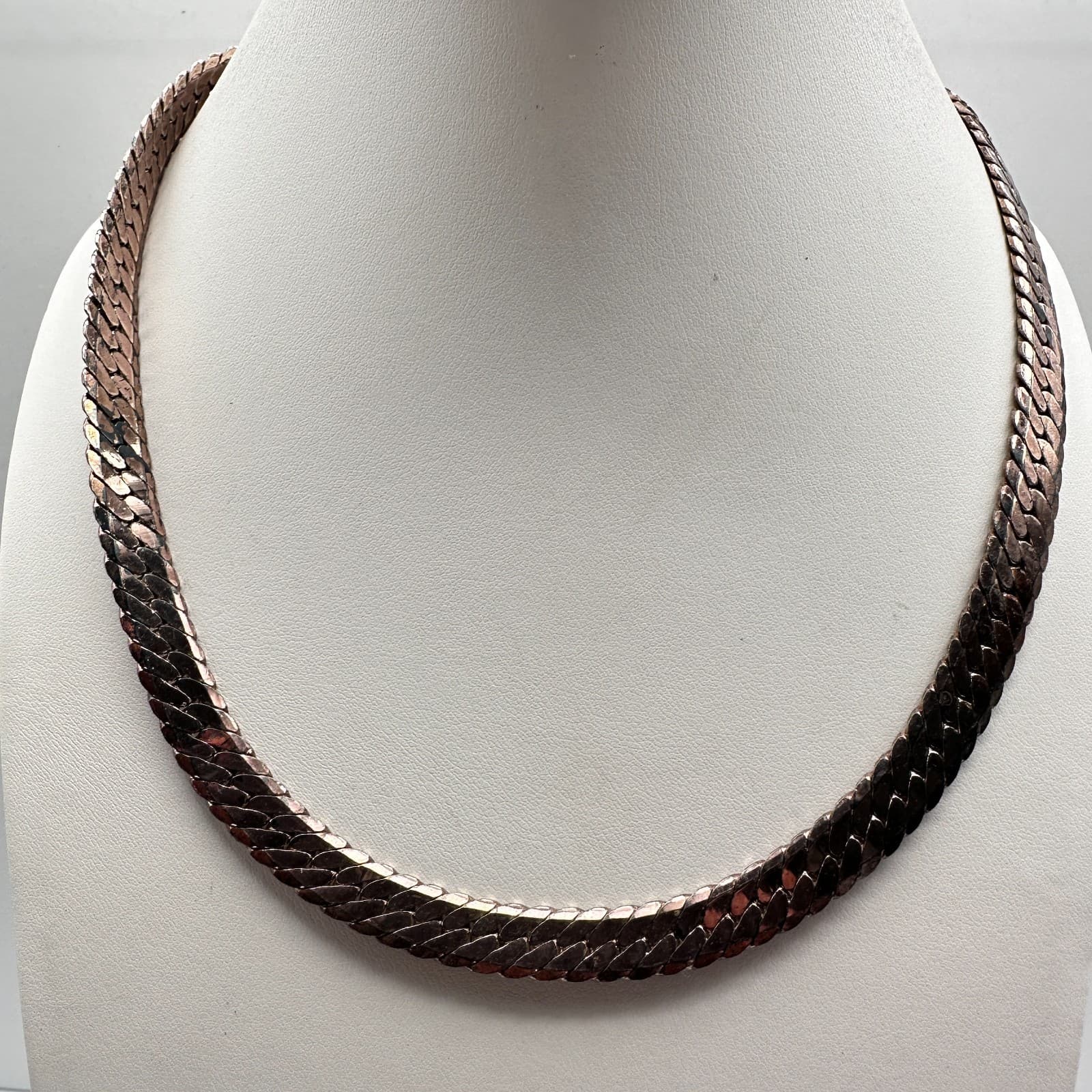 Vintage 80s Napier Necklace Gold Tone Wide Herringbone Cobra Chain Statement - Thumbnail 6
