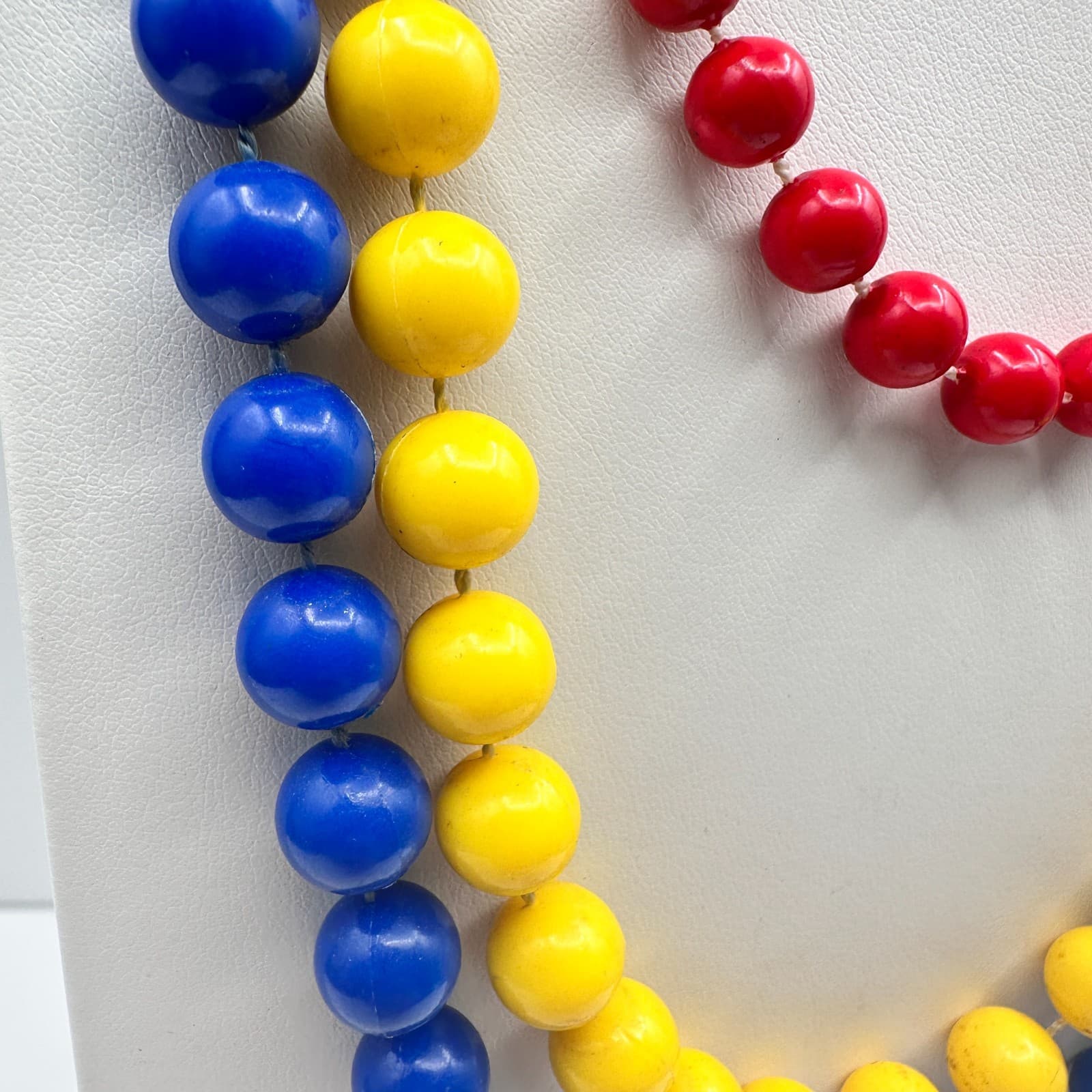 Vintage 80s Multi Strand Beaded Necklace Primary Colors Pop Art Women's Jewelry - Thumbnail 4