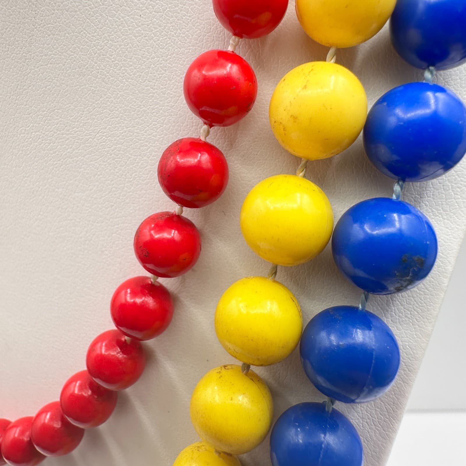 Vintage 80s Multi Strand Beaded Necklace Primary Colors Pop Art Women's Jewelry - Thumbnail 7