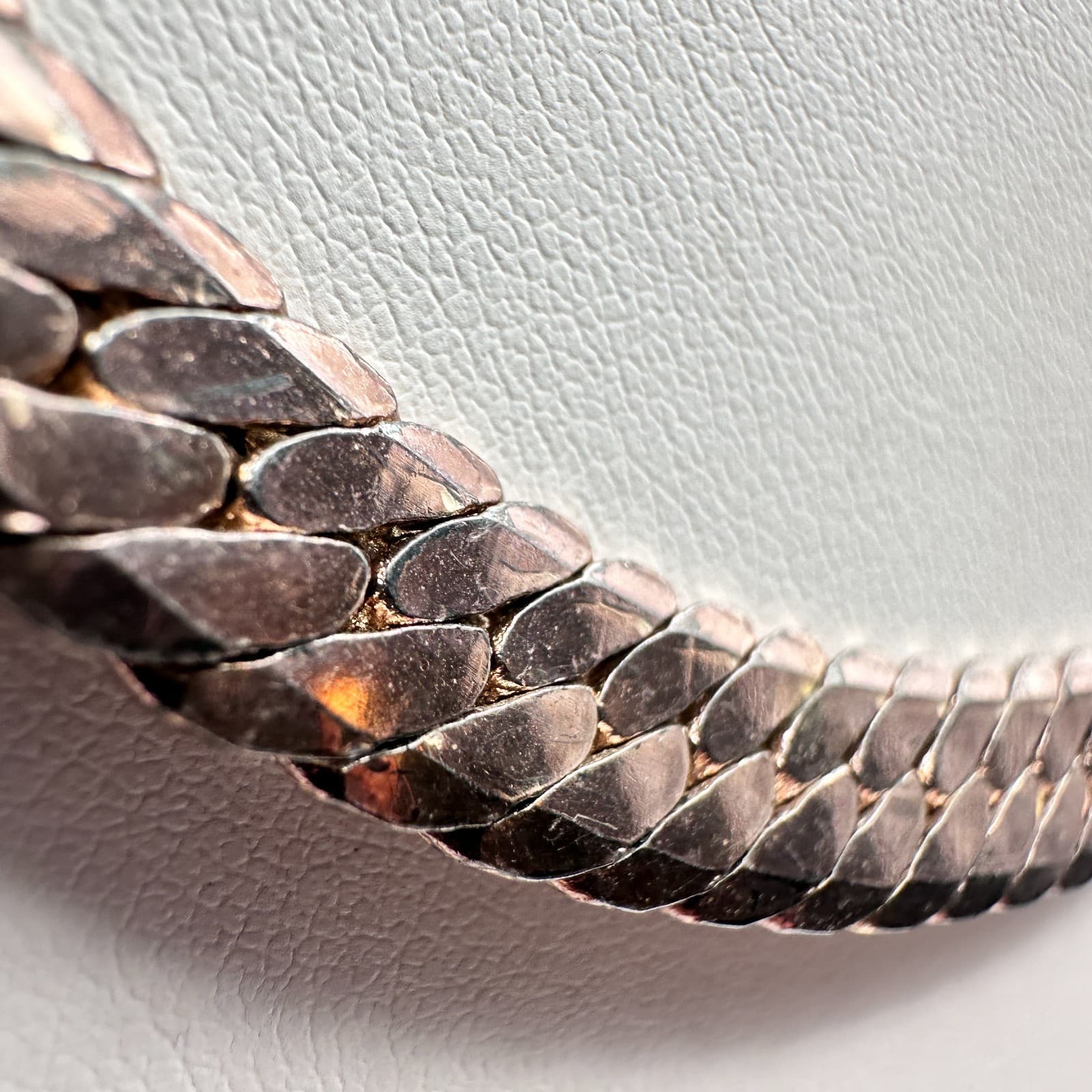 Vintage 80s Napier Necklace Gold Tone Wide Herringbone Cobra Chain Statement - Thumbnail 8