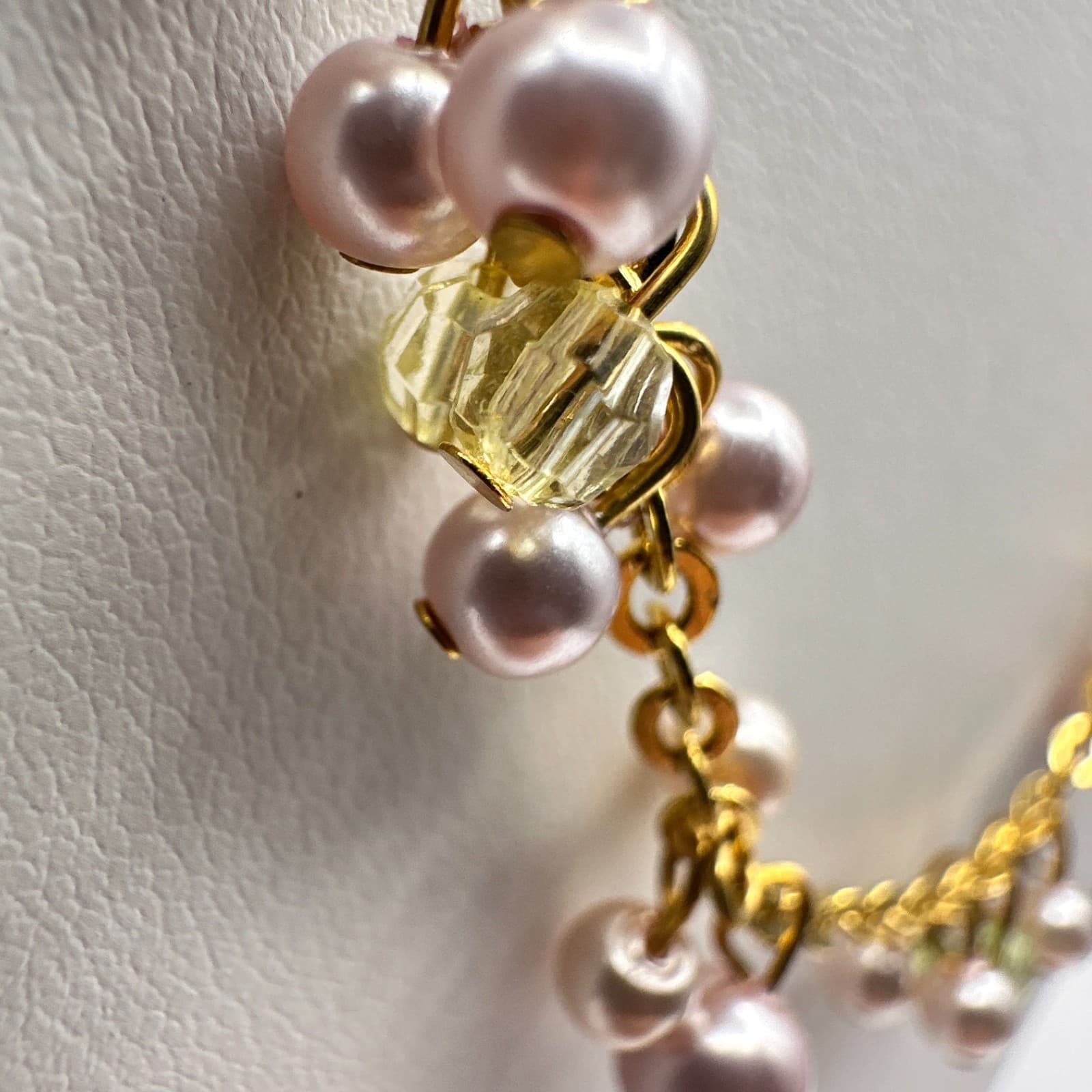 Vintage 90s Cookie Lee Pearl Glass Gold Tone Necklace Set Classic Womens Jewelry - Thumbnail 5