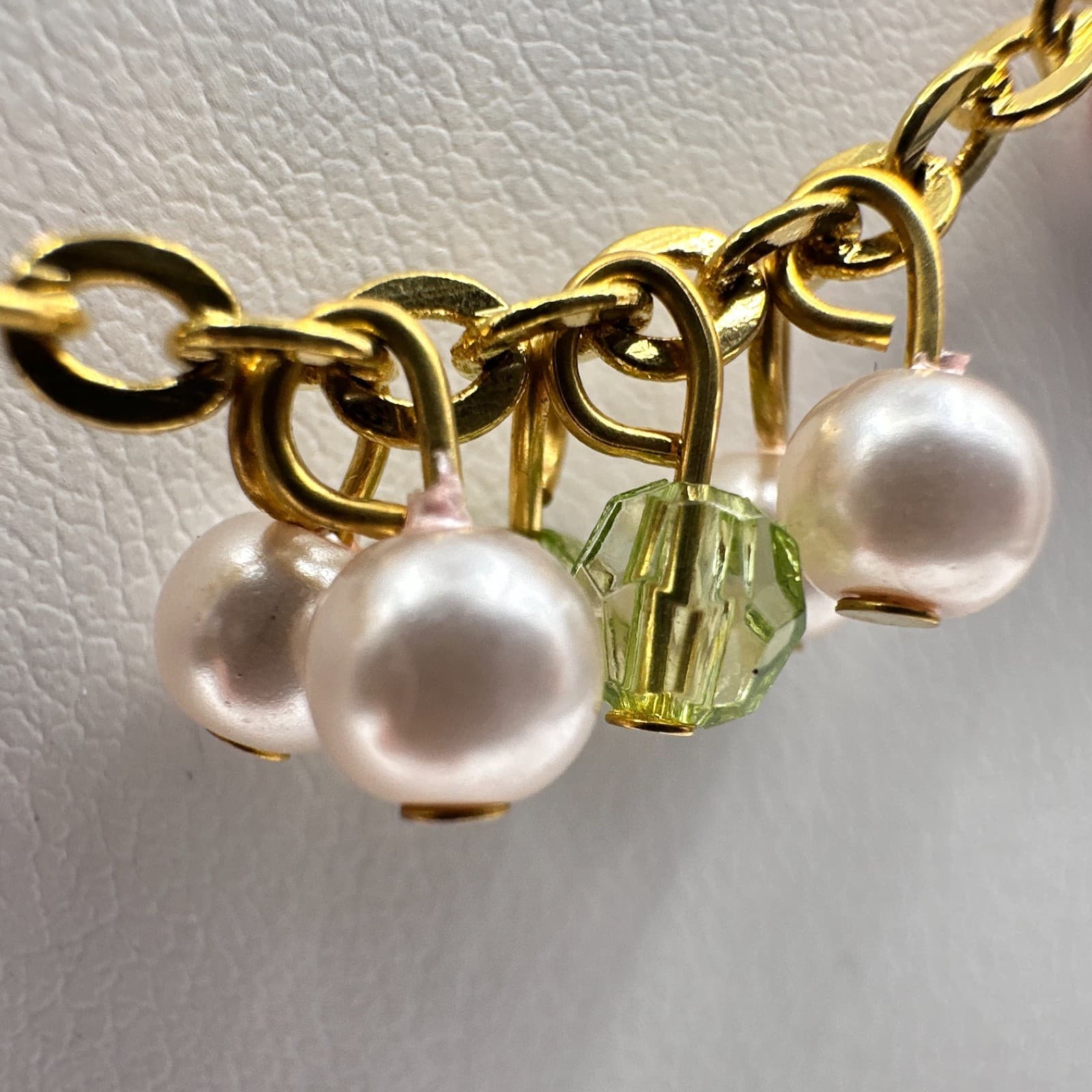 Vintage 90s Cookie Lee Pearl Glass Gold Tone Necklace Set Classic Womens Jewelry - Thumbnail 8