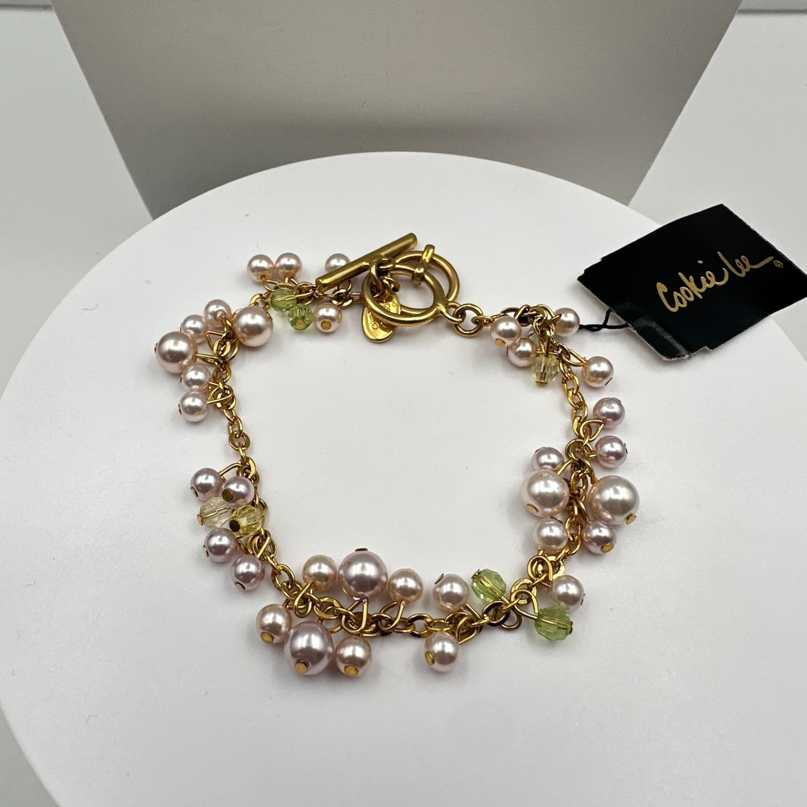 Vintage 90s Cookie Lee Pearl Glass Gold Tone Necklace Set Classic Womens Jewelry - Thumbnail 14