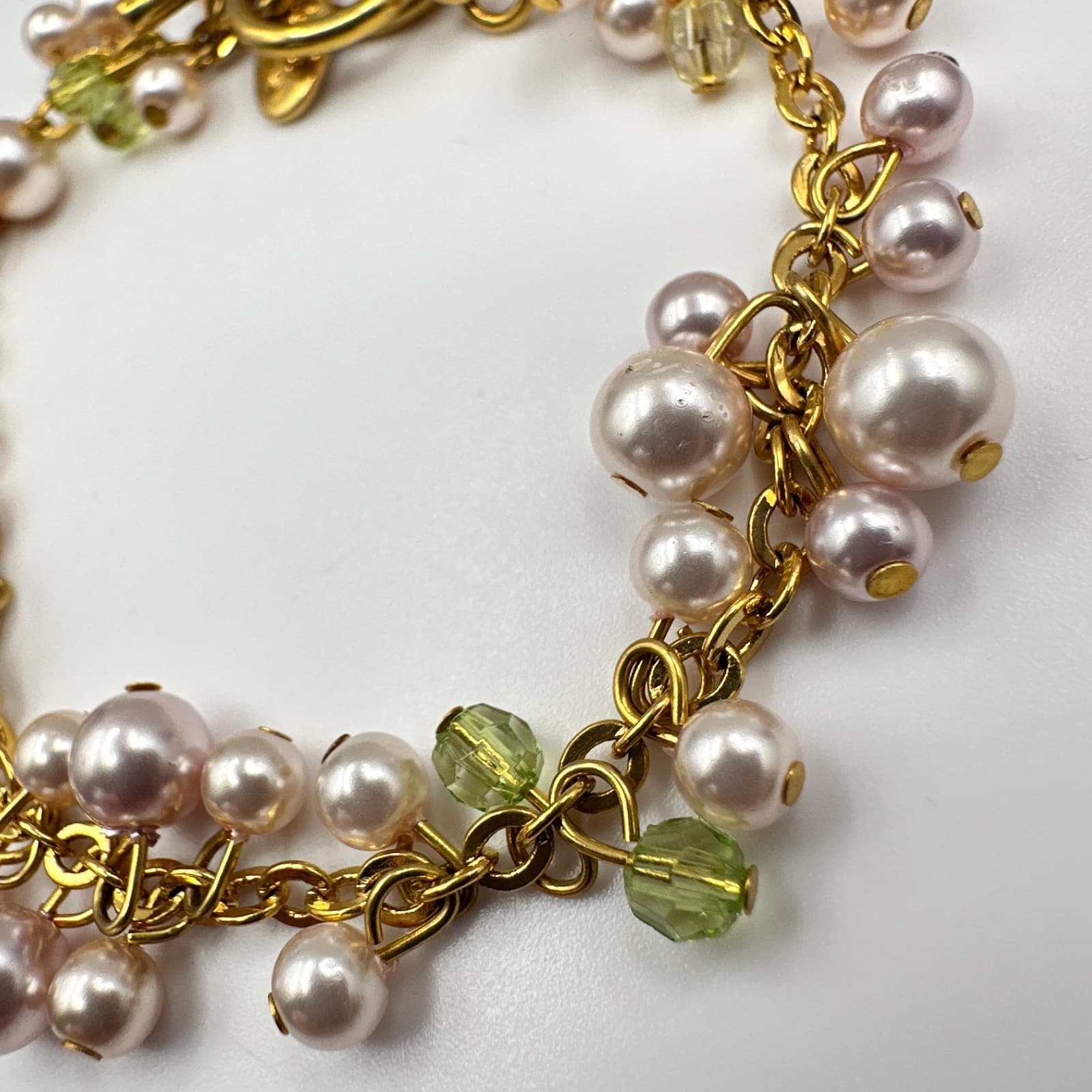 Vintage 90s Cookie Lee Pearl Glass Gold Tone Necklace Set Classic Womens Jewelry - Thumbnail 17