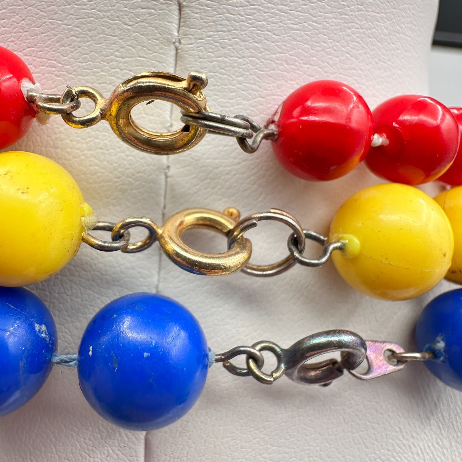 Vintage 80s Multi Strand Beaded Necklace Primary Colors Pop Art Women's Jewelry - Thumbnail 11