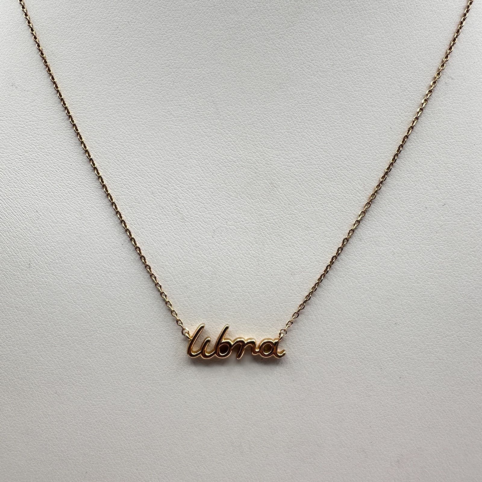 Vintage Y2K Gold Tone Libra Script Nameplate Necklace Astrology Zodiac Pendant - Thumbnail 5