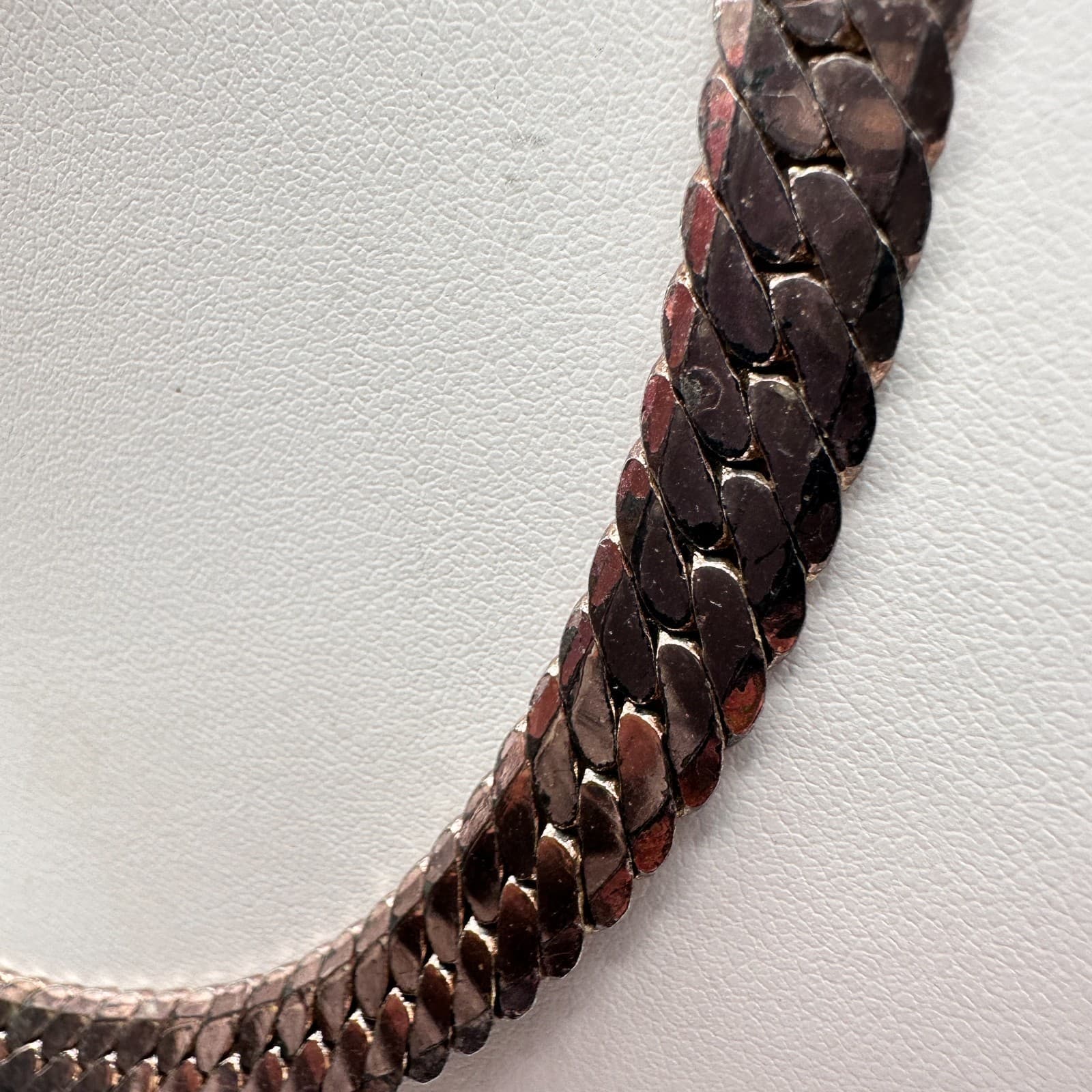 Vintage 80s Napier Necklace Gold Tone Wide Herringbone Cobra Chain Statement - Thumbnail 5