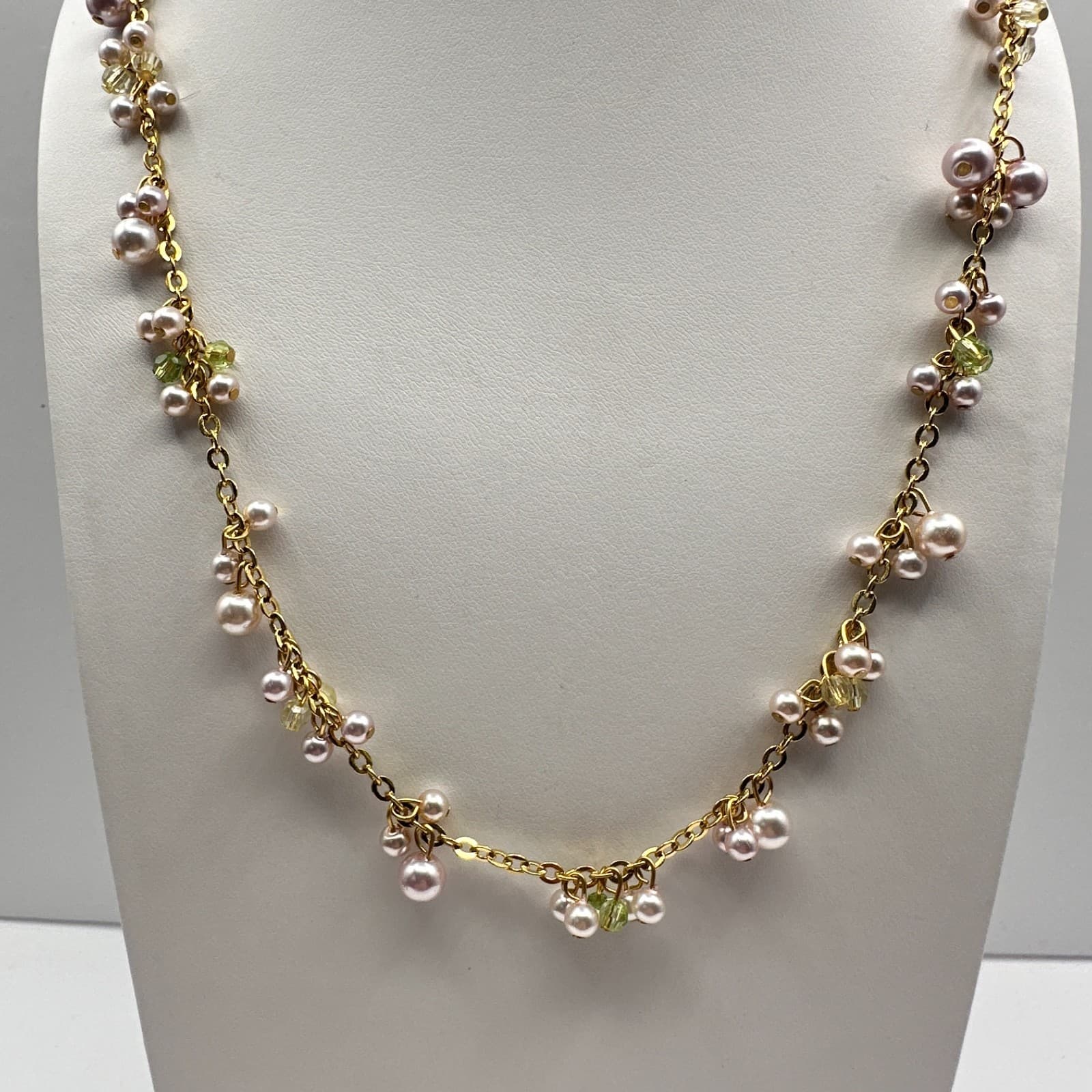 Vintage 90s Cookie Lee Pearl Glass Gold Tone Necklace Set Classic Womens Jewelry - Thumbnail 10