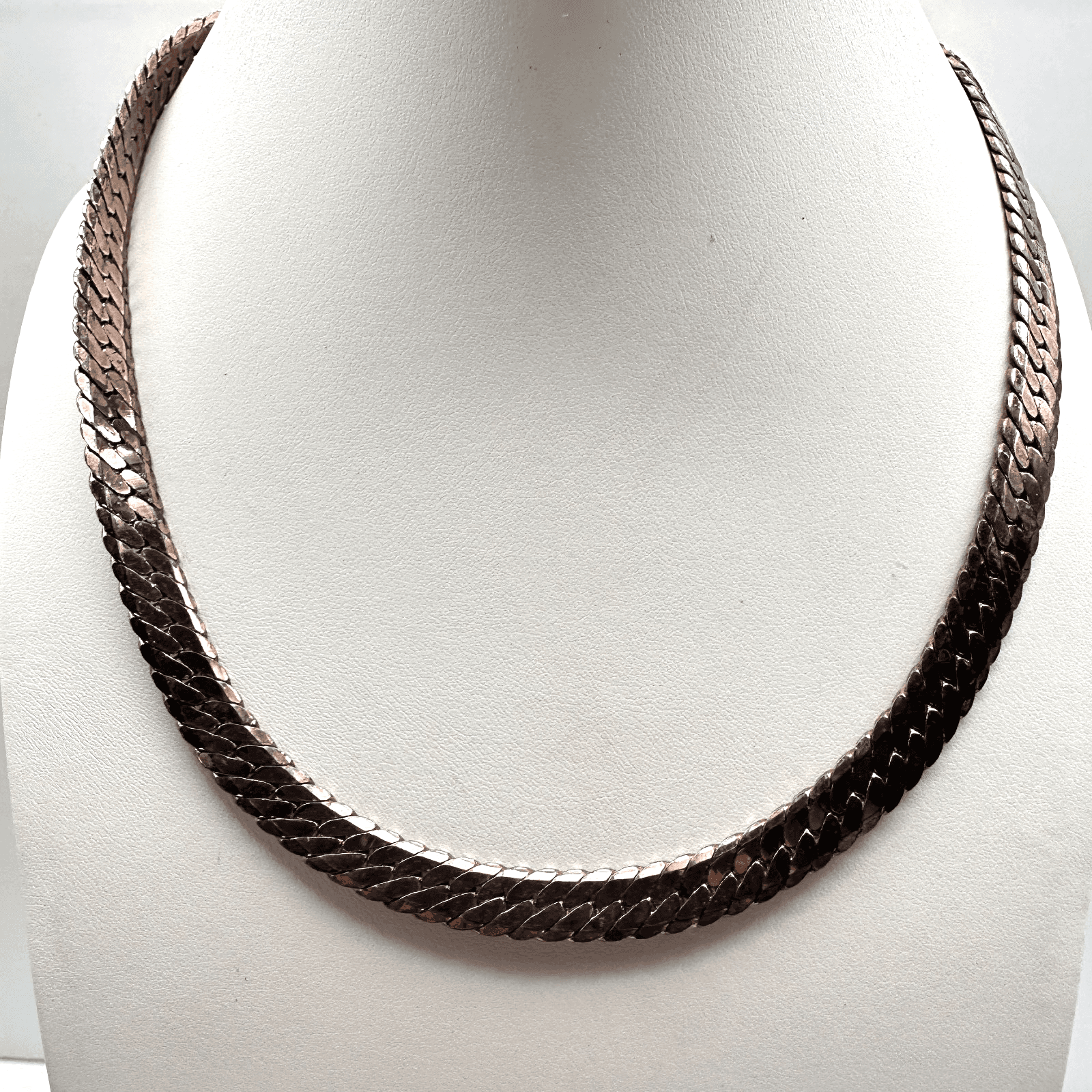 Vintage 80s Napier Necklace Gold Tone Wide Herringbone Cobra Chain Statement - Image 1