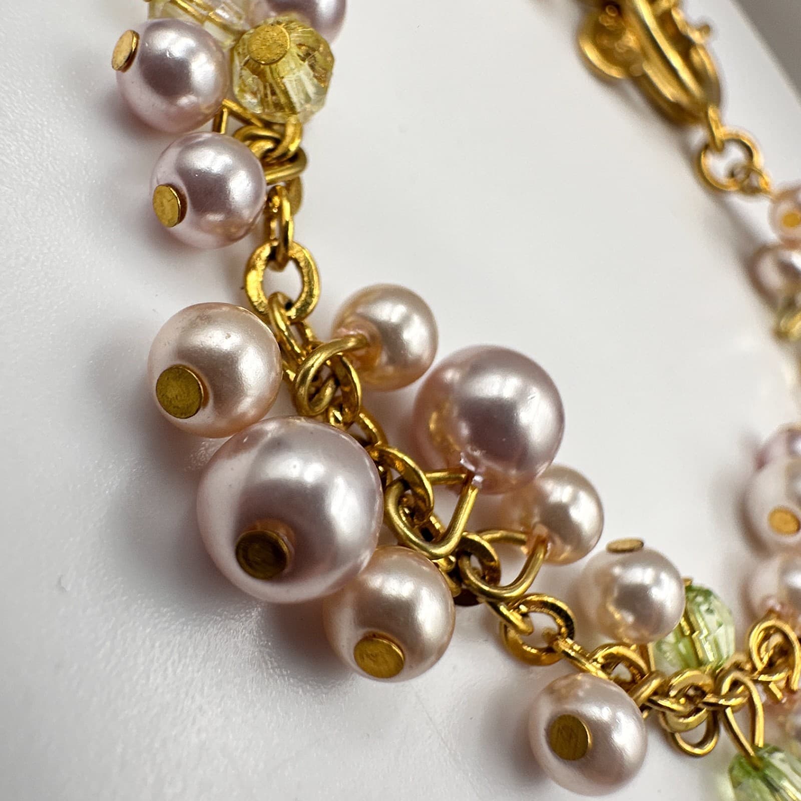Vintage 90s Cookie Lee Pearl Glass Gold Tone Necklace Set Classic Womens Jewelry - Thumbnail 18