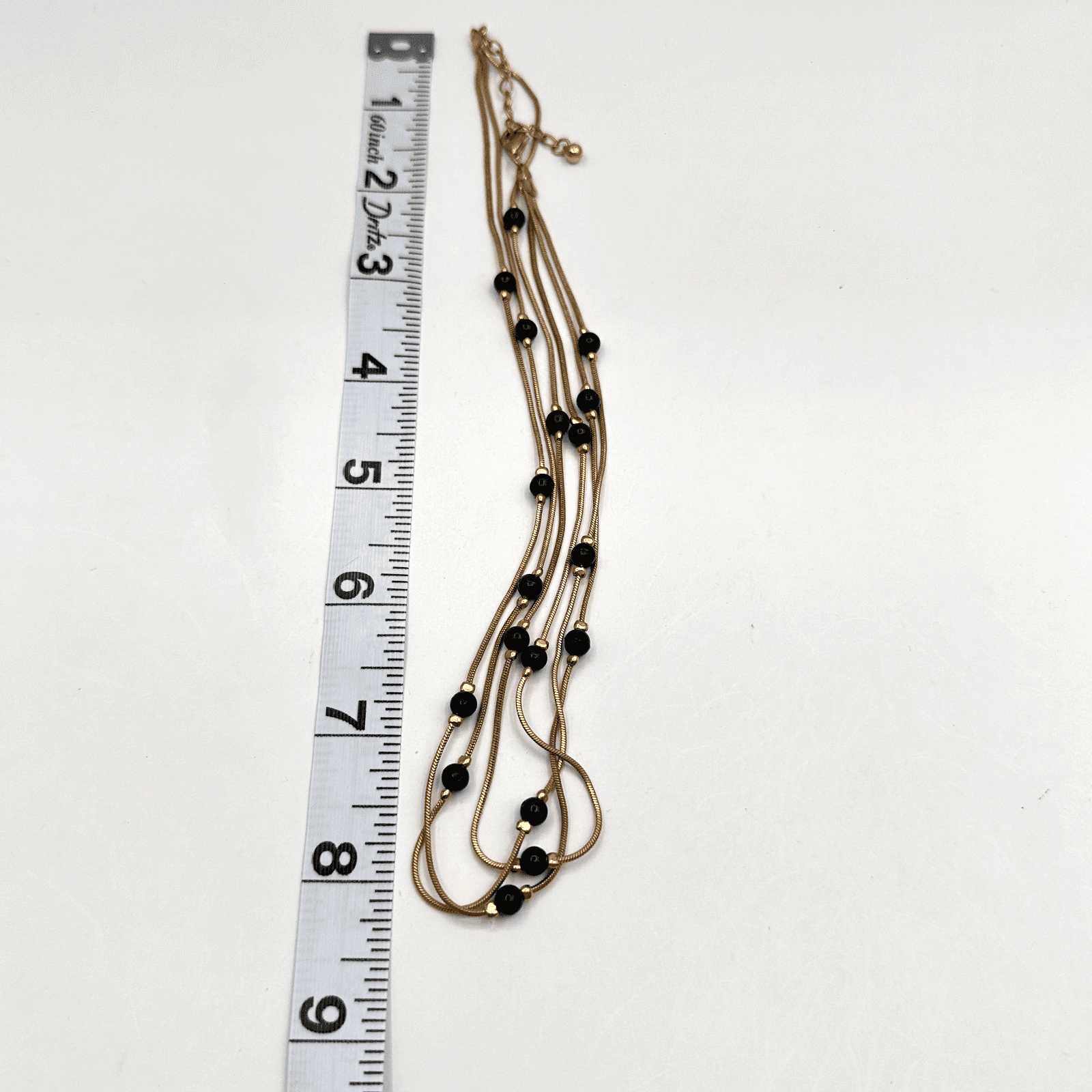 Vintage Y2K Gold Snake Chain Necklace Black Beads Layered 90s Statement - Thumbnail 13