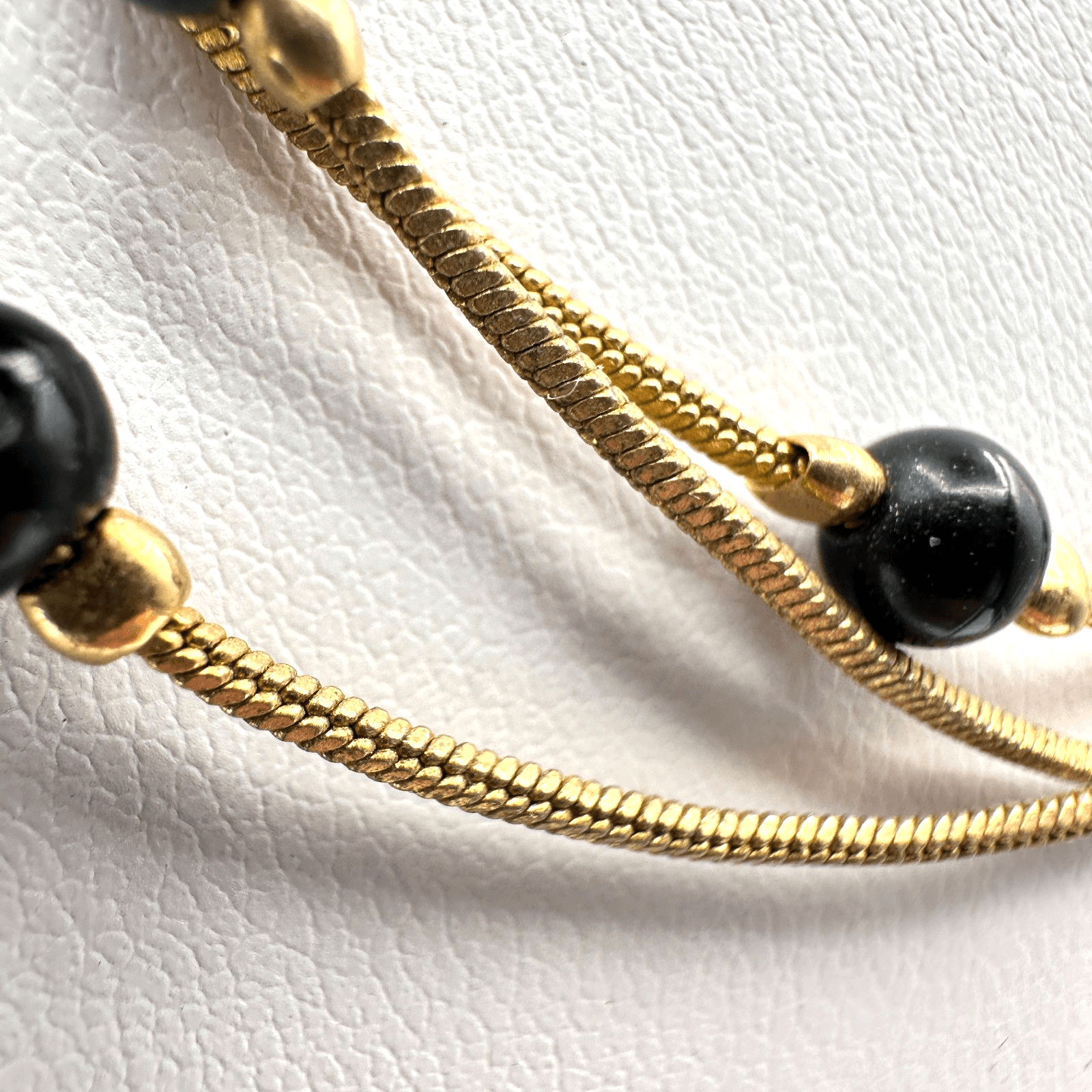 Vintage Y2K Gold Snake Chain Necklace Black Beads Layered 90s Statement - Thumbnail 7