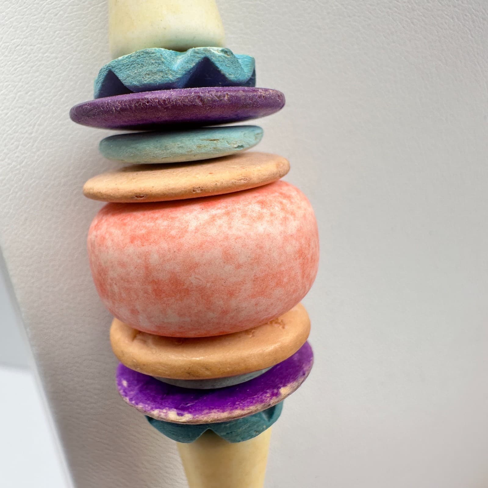 Vintage 80s Multi-Colour Boohoo Carved Wood & Bead Necklaces Jewelry - Thumbnail 16