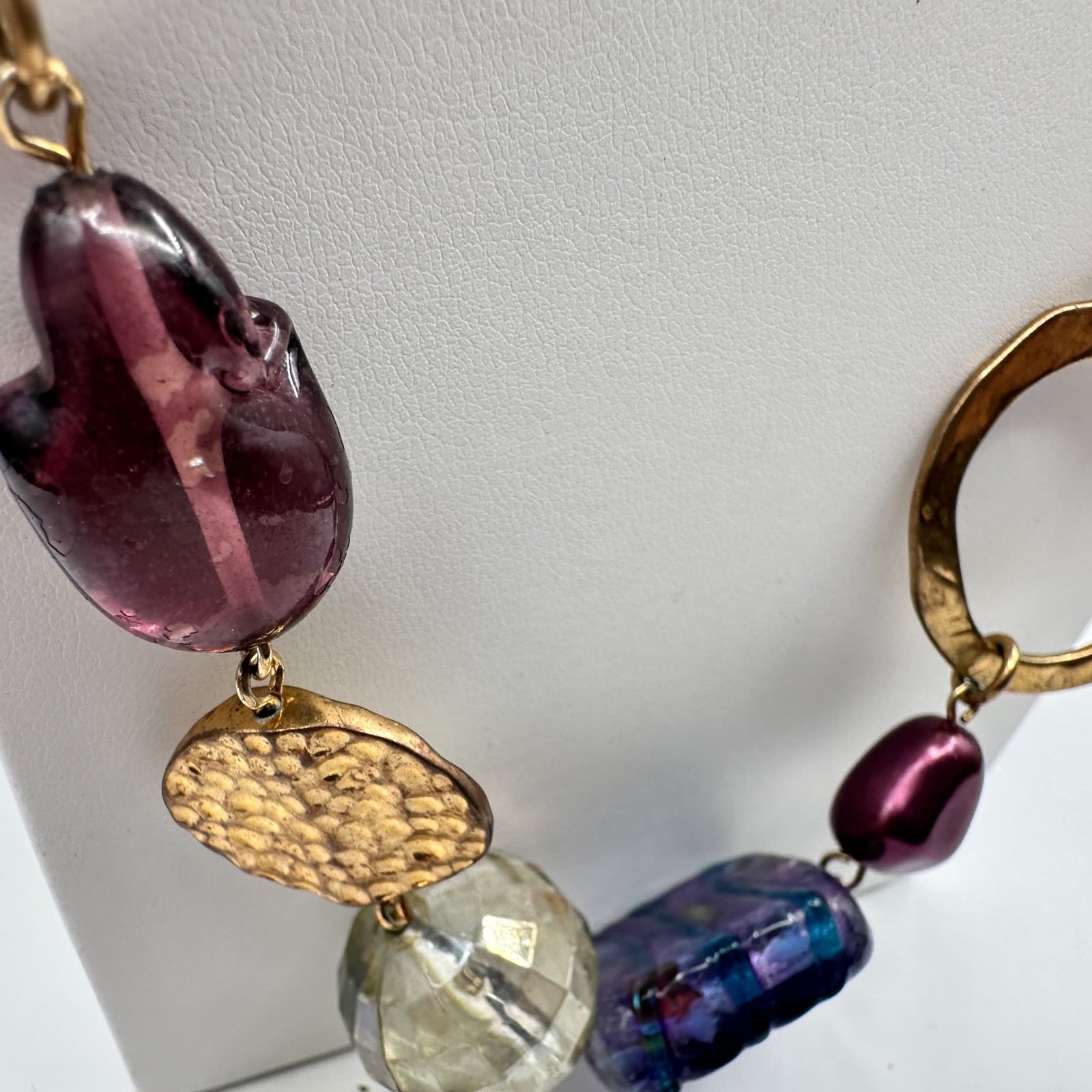 Vintage 80s Strand Purple Amethyst & Mix Bead Statement Choker Necklace Jewelry - Thumbnail 7