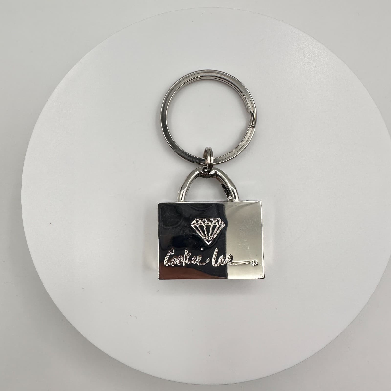 Vintage 90s Cookie Lee Silver Tone Shopping Bag Purse Keychain Fob Charm Gift - Thumbnail 5