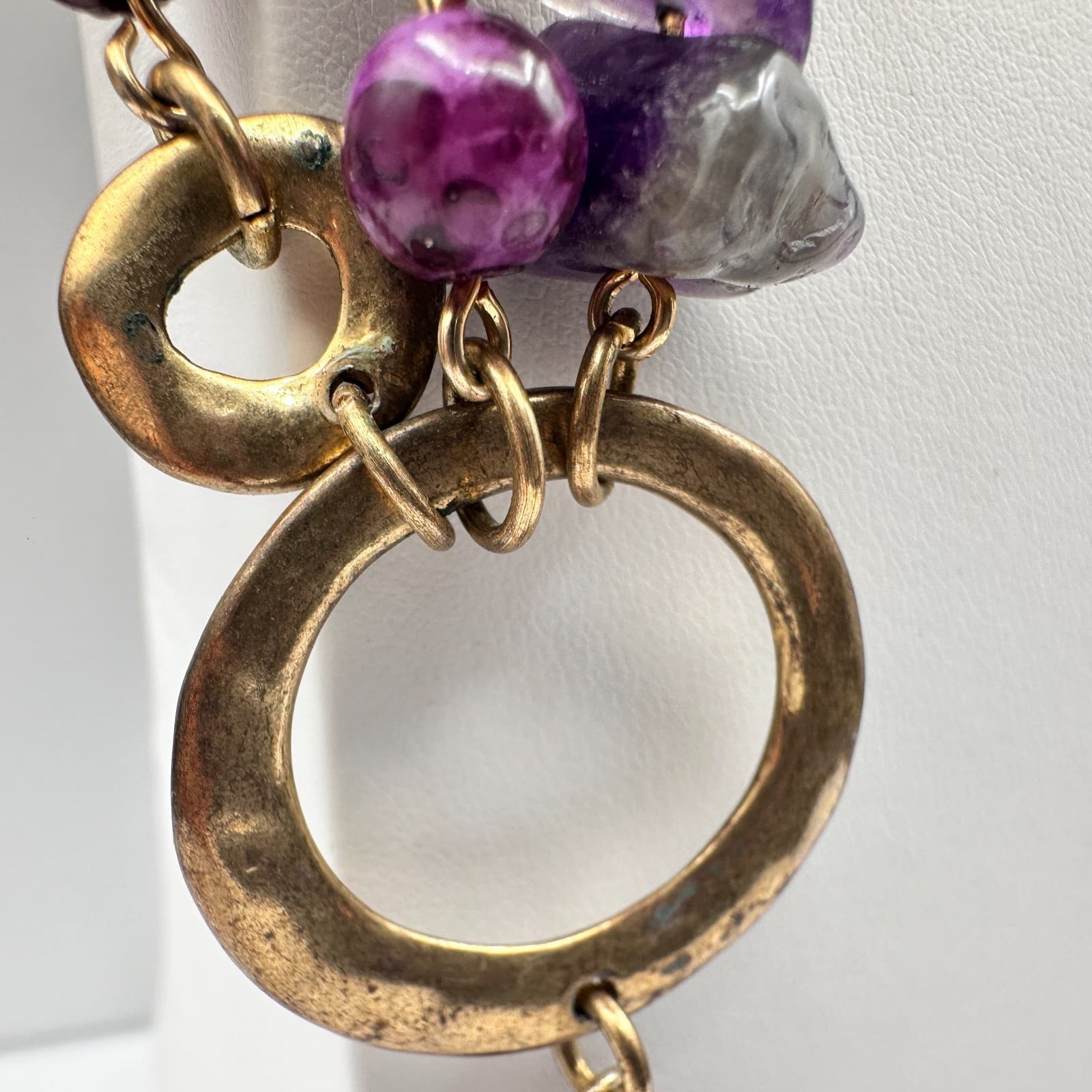 Vintage 80s Strand Purple Amethyst & Mix Bead Statement Choker Necklace Jewelry - Thumbnail 6