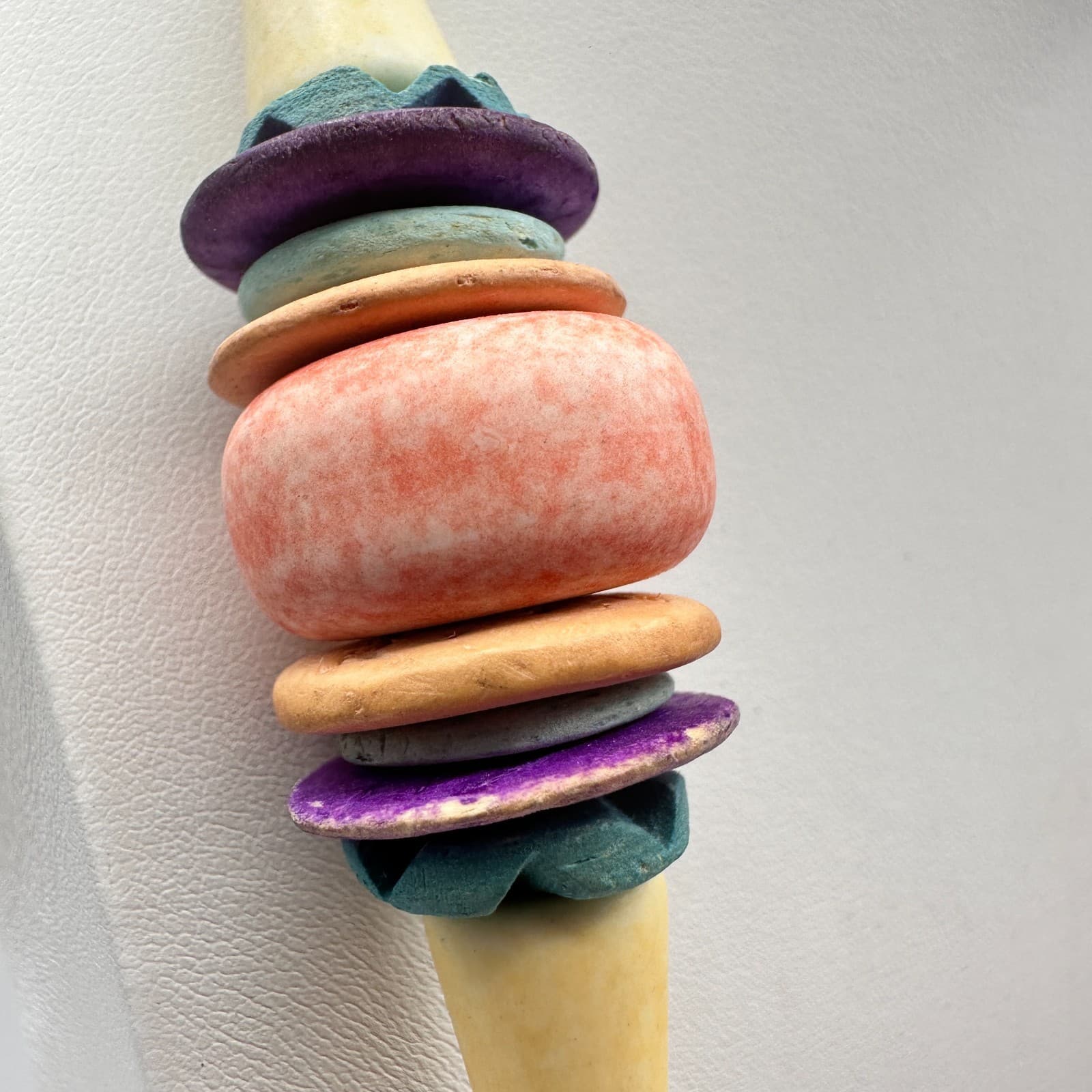 Vintage 80s Multi-Colour Boohoo Carved Wood & Bead Necklaces Jewelry - Thumbnail 15