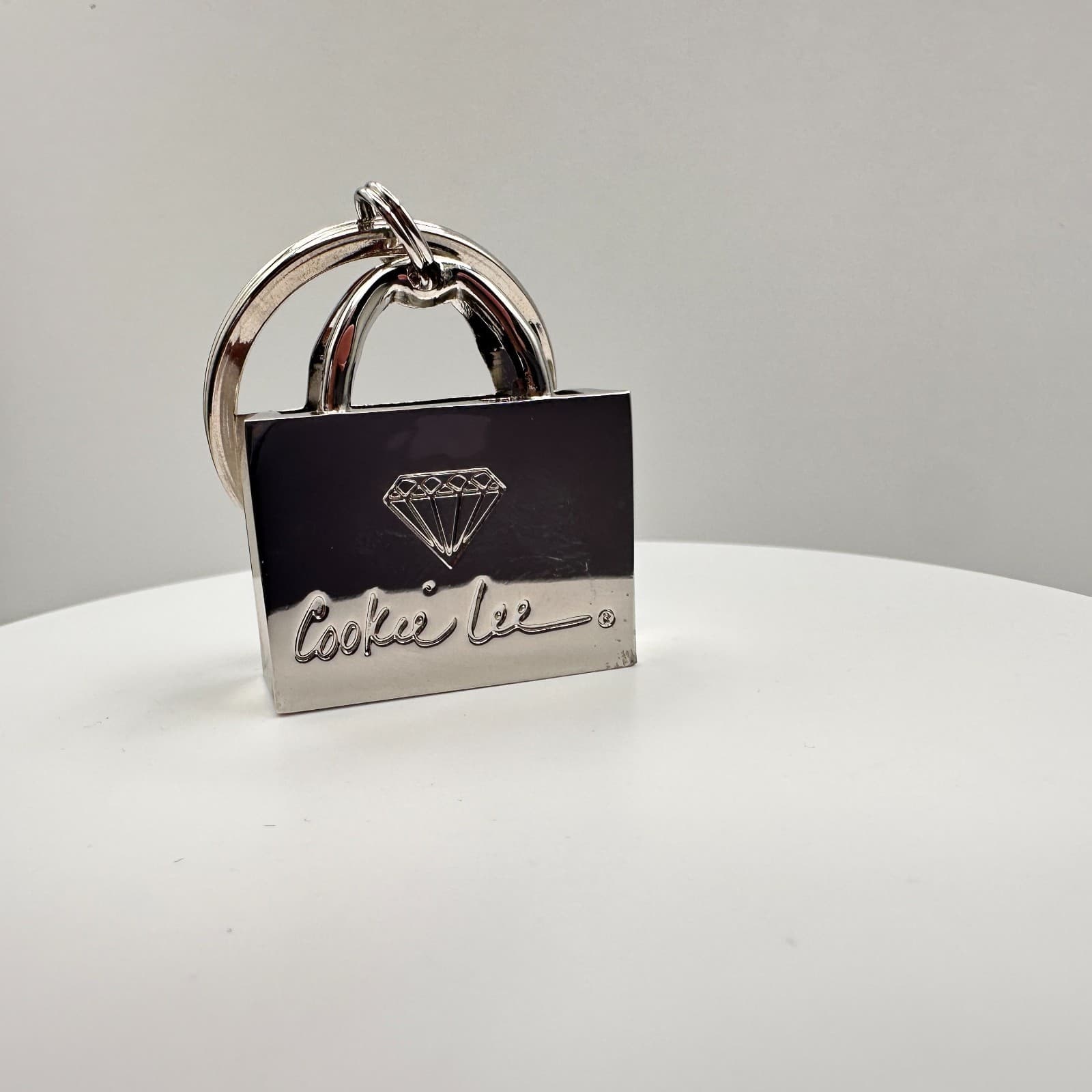 Vintage 90s Cookie Lee Silver Tone Shopping Bag Purse Keychain Fob Charm Gift - Thumbnail 2