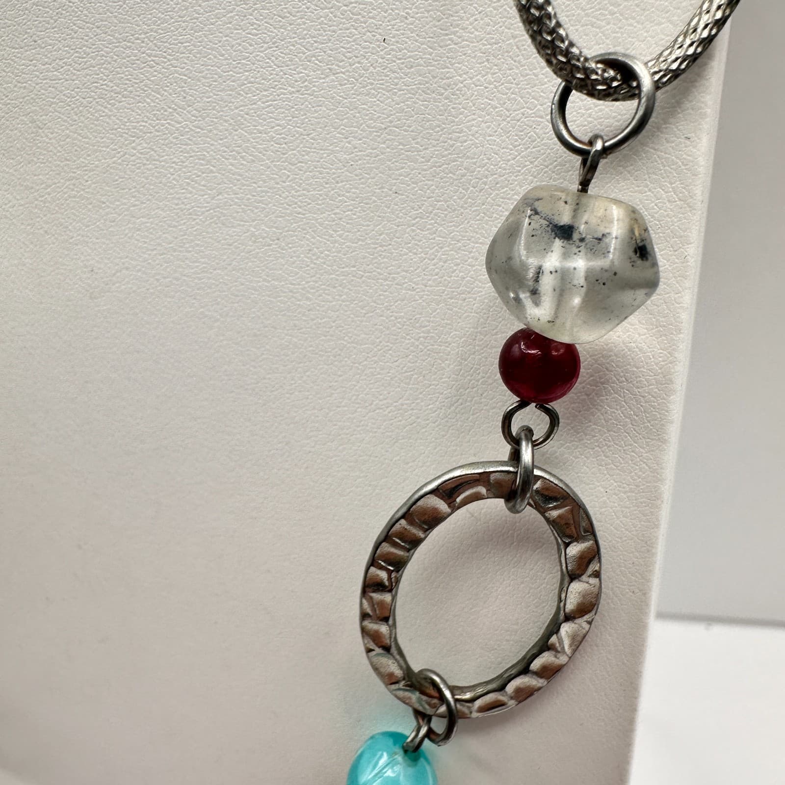 Vintage 90s Boho Multi-Color Stones Chunky Bead Chain Necklace Women's Jewelry - Thumbnail 10