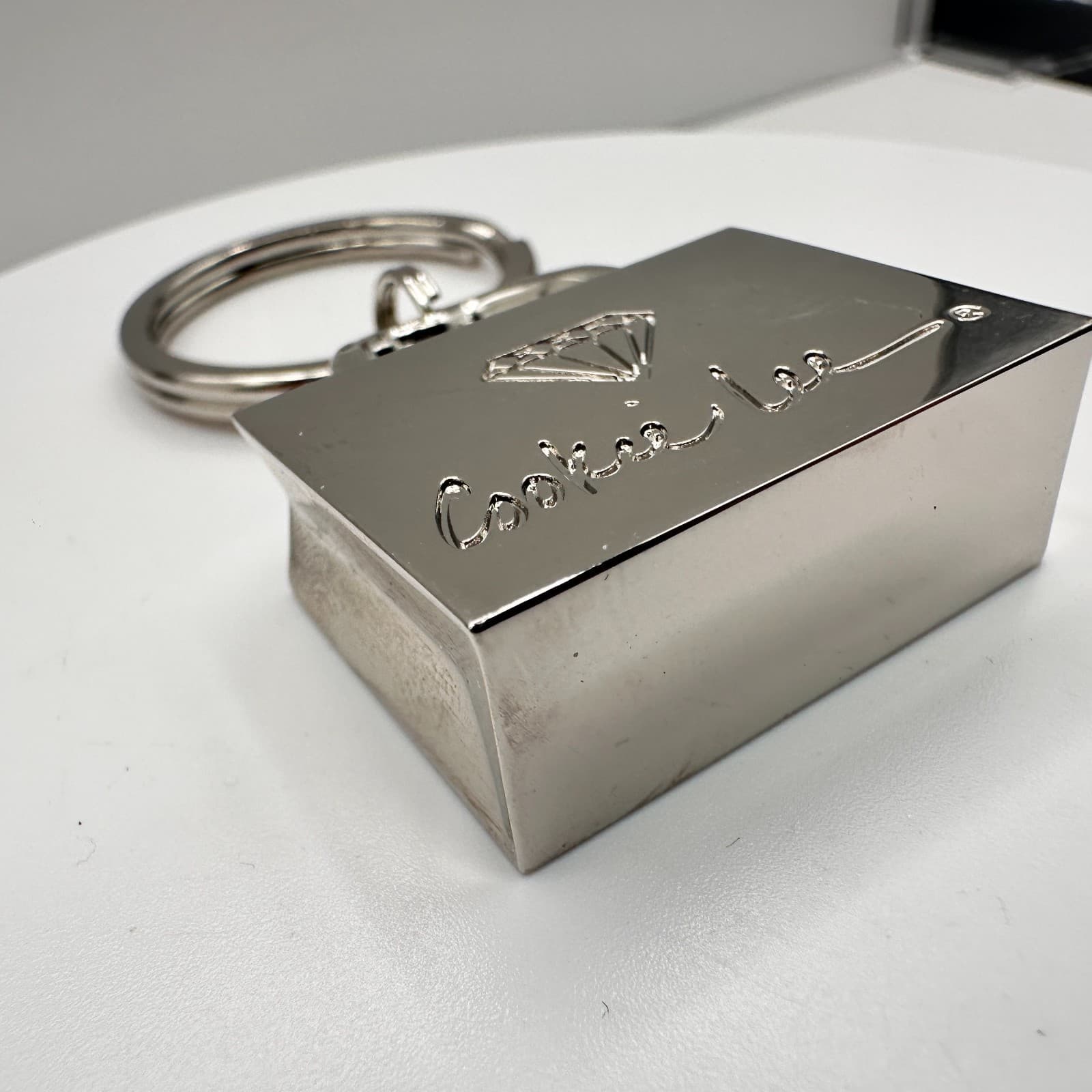 Vintage 90s Cookie Lee Silver Tone Shopping Bag Purse Keychain Fob Charm Gift - Thumbnail 6