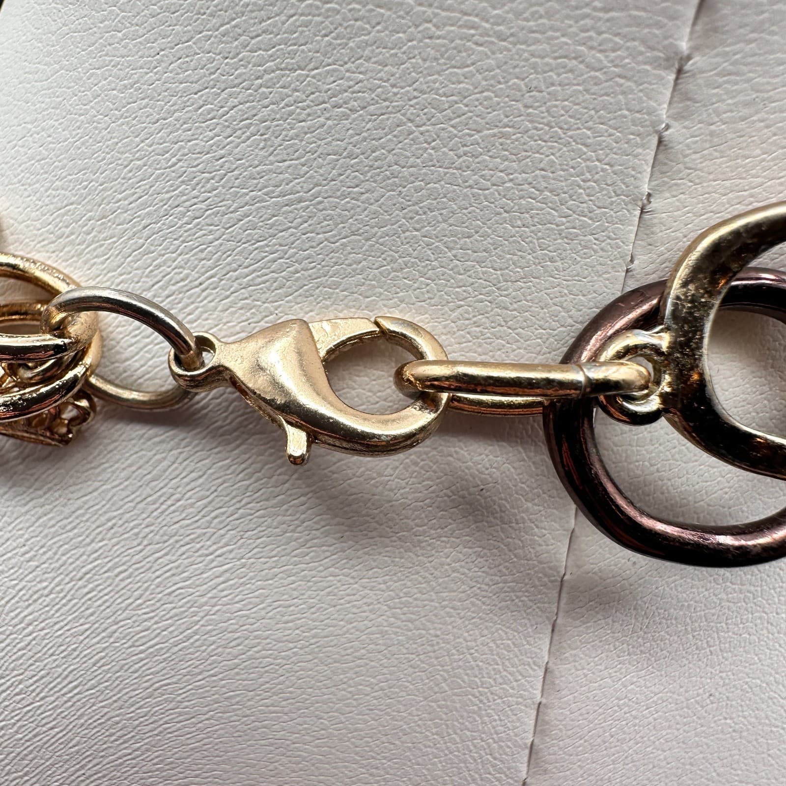 Vintage 80s Chunky Multi-Tone Hammered Link Statement Choker Necklace Jewelry - Thumbnail 8