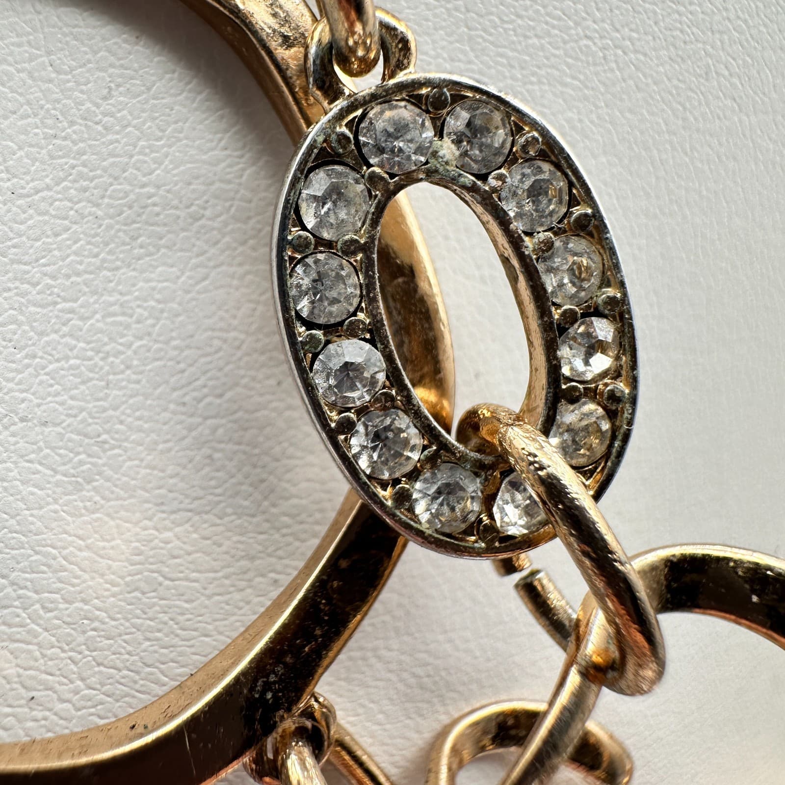 Vintage 80s Chunky Multi-Tone Hammered Link Statement Choker Necklace Jewelry - Thumbnail 3