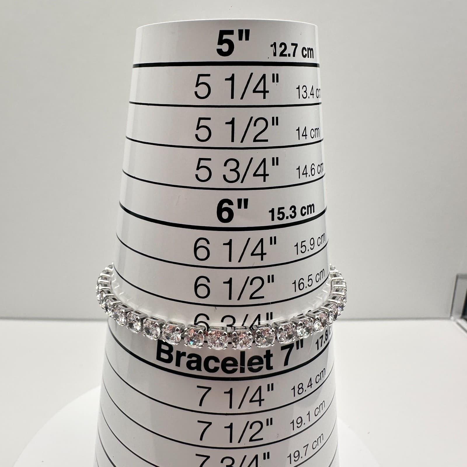 Vintage 90s Silver Tone Tennis Bracelet Brilliant Round Clear Glass Jewelry - Thumbnail 8