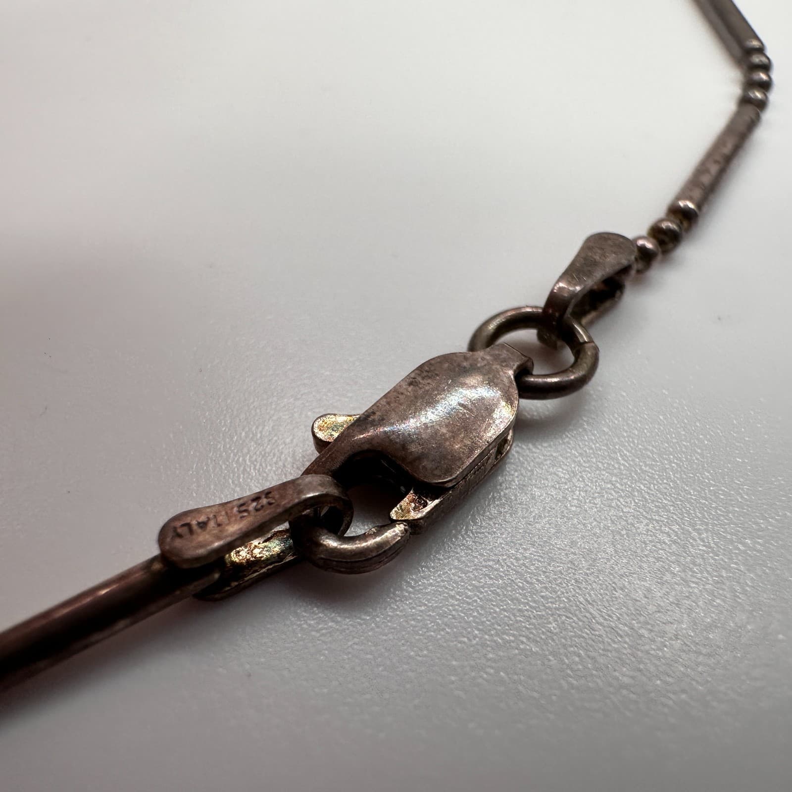 Vintage 70s Cookie Lee Gunmetal Finish Tube Bead Chain Choker Necklace Jewelry - Thumbnail 6