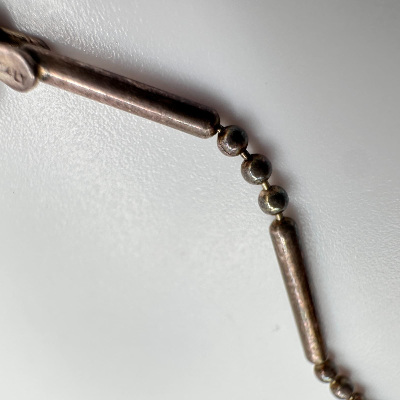 Vintage 70s Cookie Lee Gunmetal Finish Tube Bead Chain Choker Necklace Jewelry - Thumbnail 9