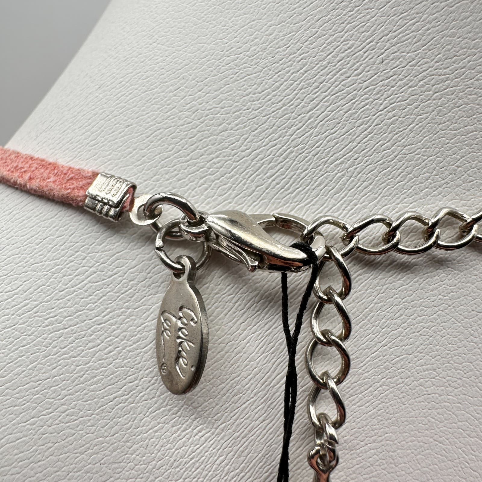 Vintage 90s Dainty Pink Strawberry Quartz Teardrop Pendant Beaded Choker Jewelry - Thumbnail 11