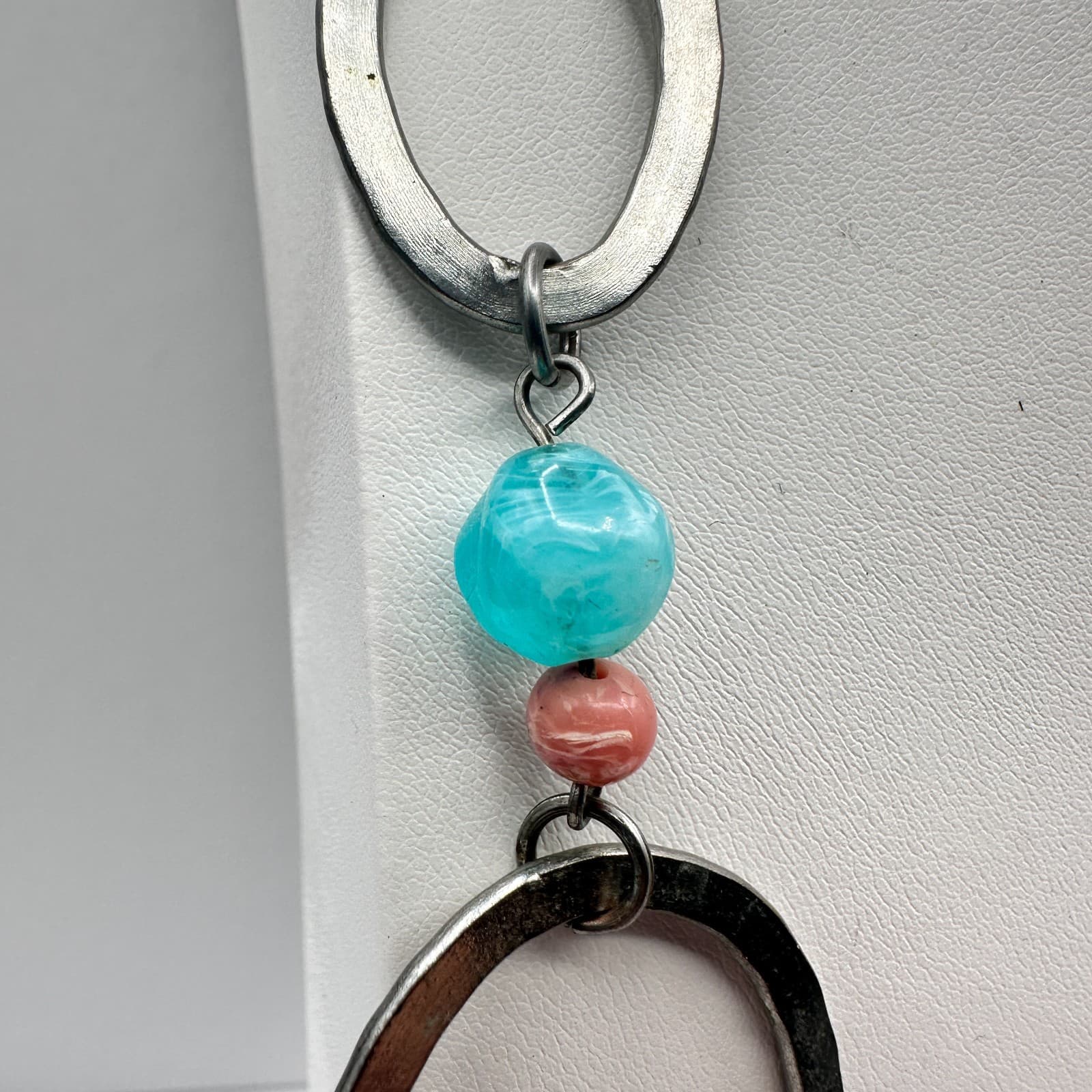 Vintage 90s Boho Multi-Color Stones Chunky Bead Chain Necklace Women's Jewelry - Thumbnail 6