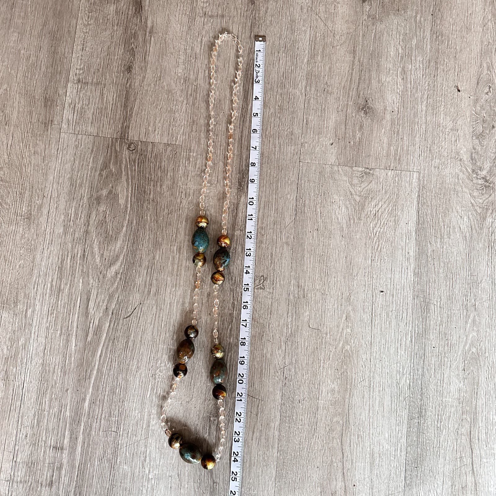 Vintage 90s Chunky Multi-Color Glass Bead Necklace Iridescent Earth Tone Jewelry - Thumbnail 11