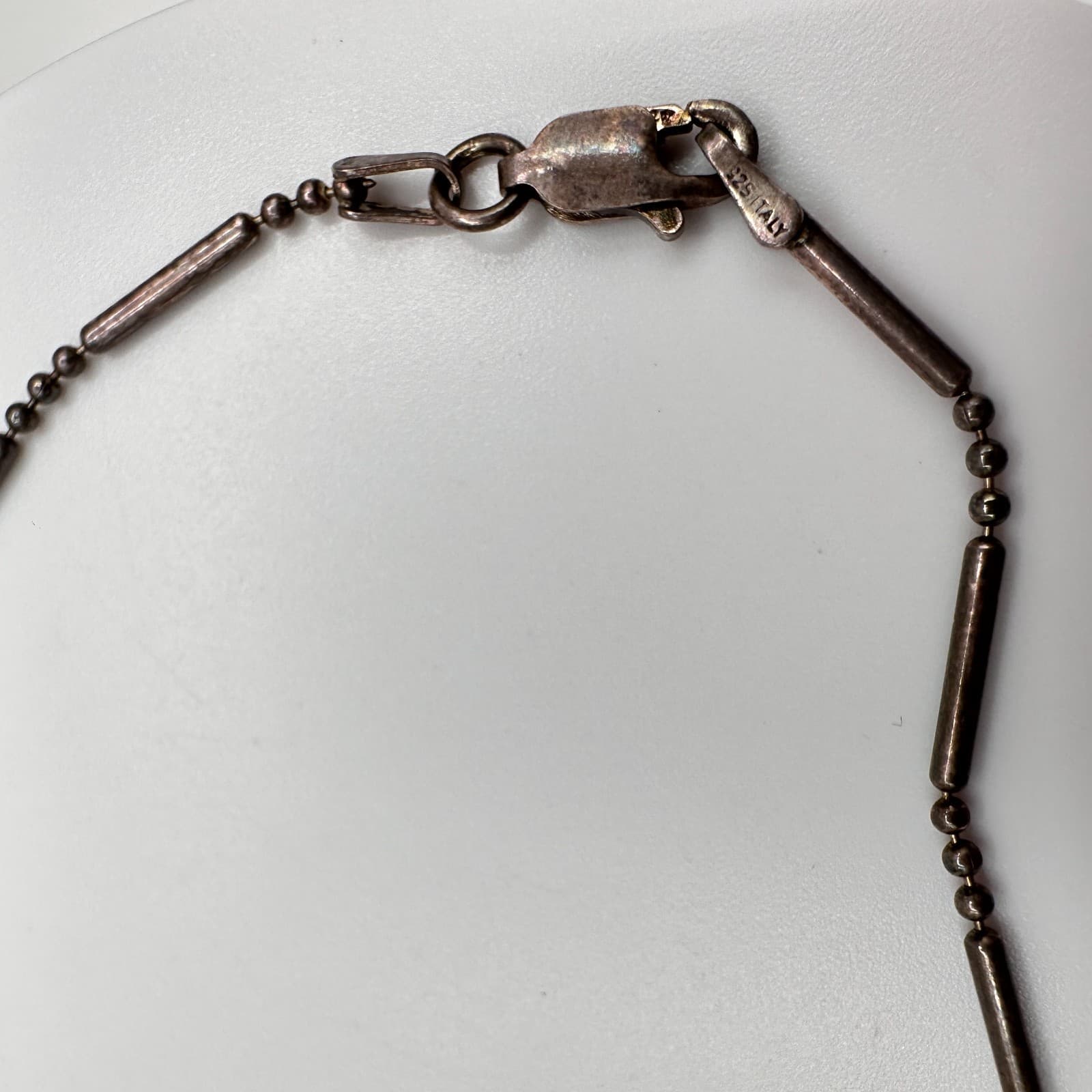 Vintage 70s Cookie Lee Gunmetal Finish Tube Bead Chain Choker Necklace Jewelry - Thumbnail 8