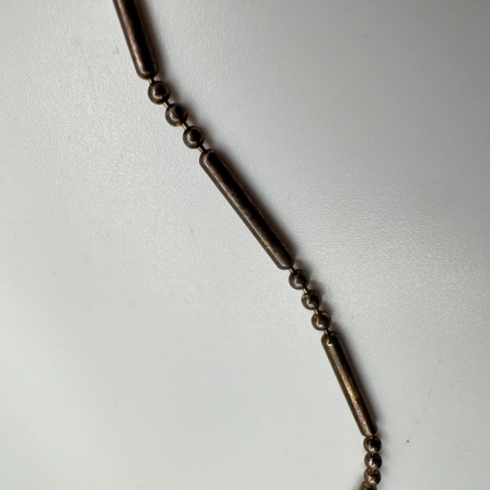 Vintage 70s Cookie Lee Gunmetal Finish Tube Bead Chain Choker Necklace Jewelry - Thumbnail 10