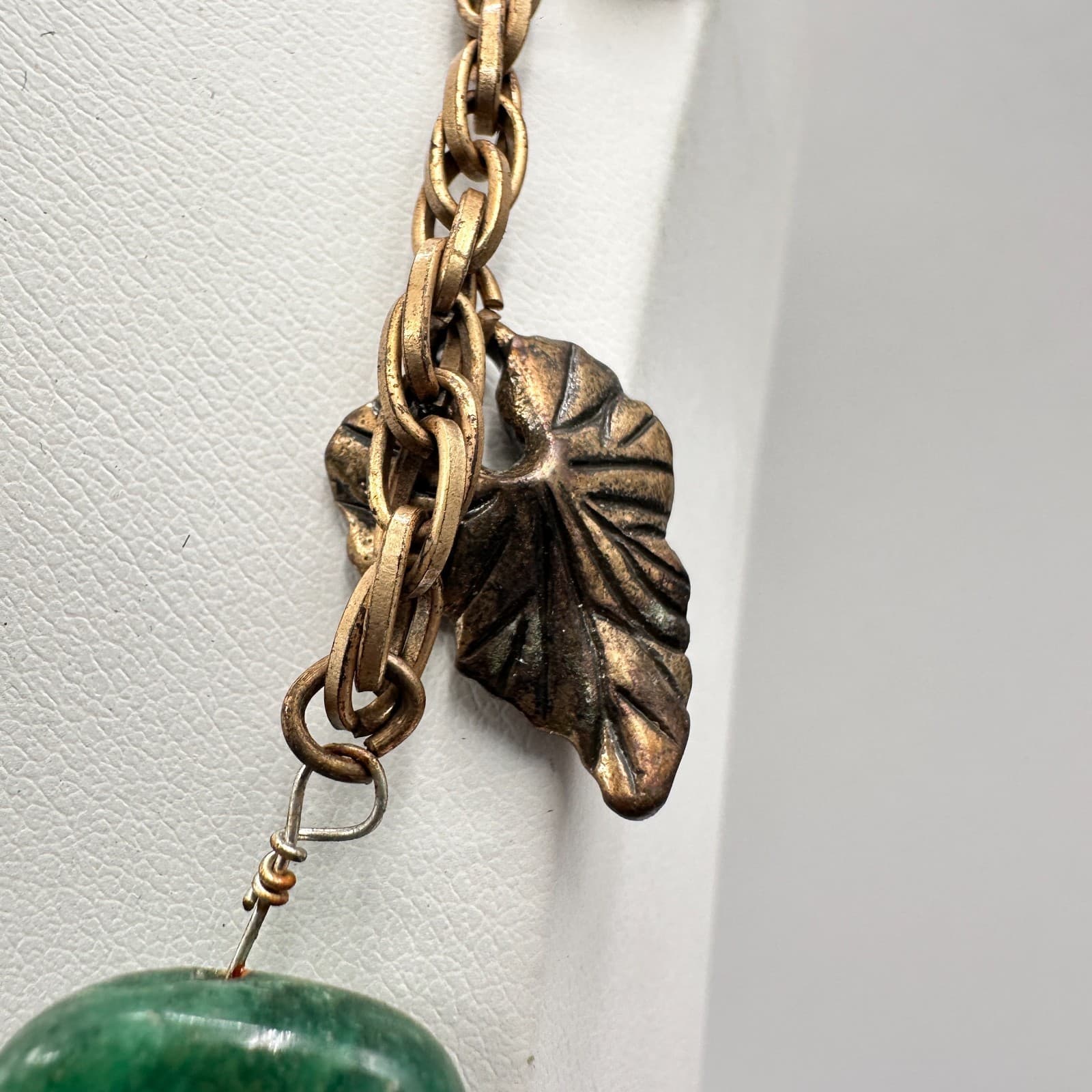 Vintage 80s Bohemian Mixed Stone & Metal Leaf Statement Choker Neckless Jewelry - Thumbnail 10