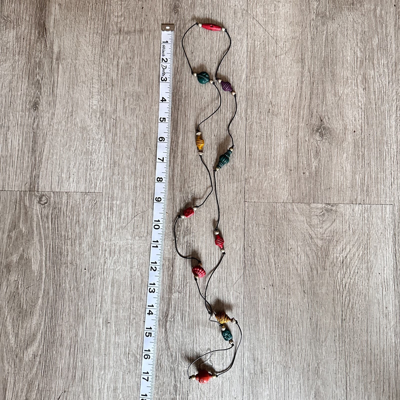Vintage 80s Multi-Colour Boohoo Carved Wood & Bead Necklaces Jewelry - Thumbnail 21