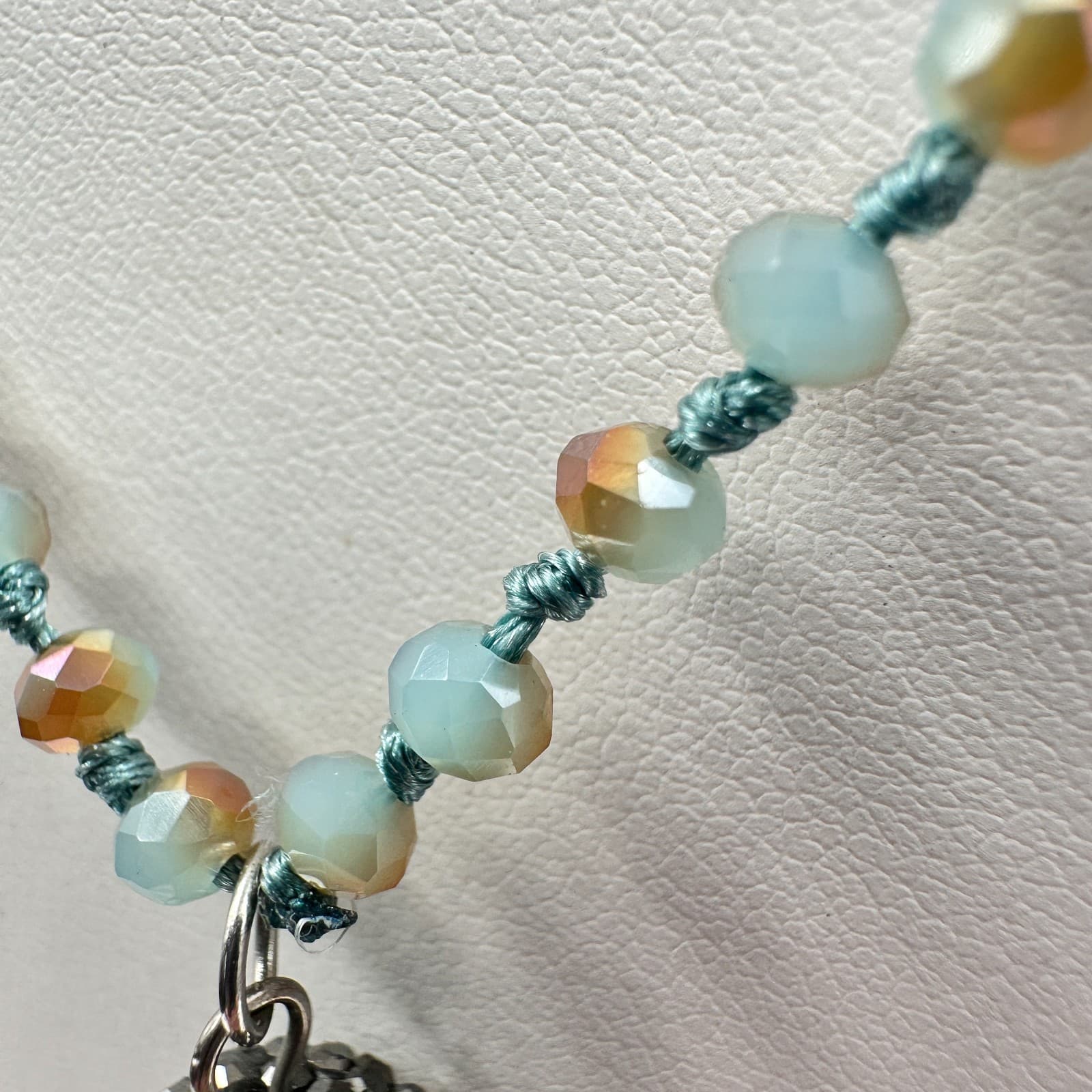 Vintage 90s Long Teal Blue Beaded Tassel Necklace Boho Statement Women's Jewelry - Thumbnail 8