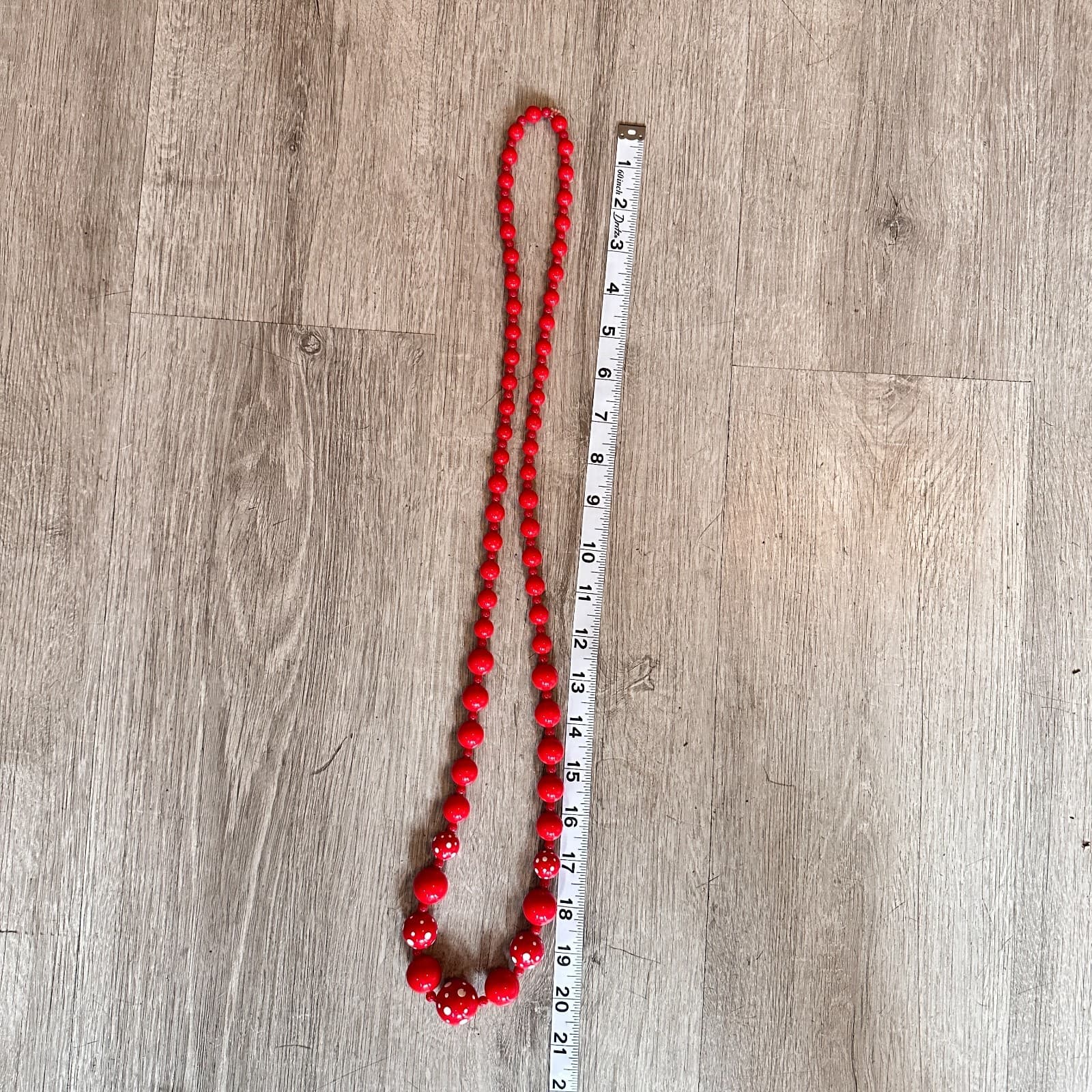 Vintage 90s Red & White Polka Dot Graduated Bubble Bead Collar Necklace Jewelry - Thumbnail 9