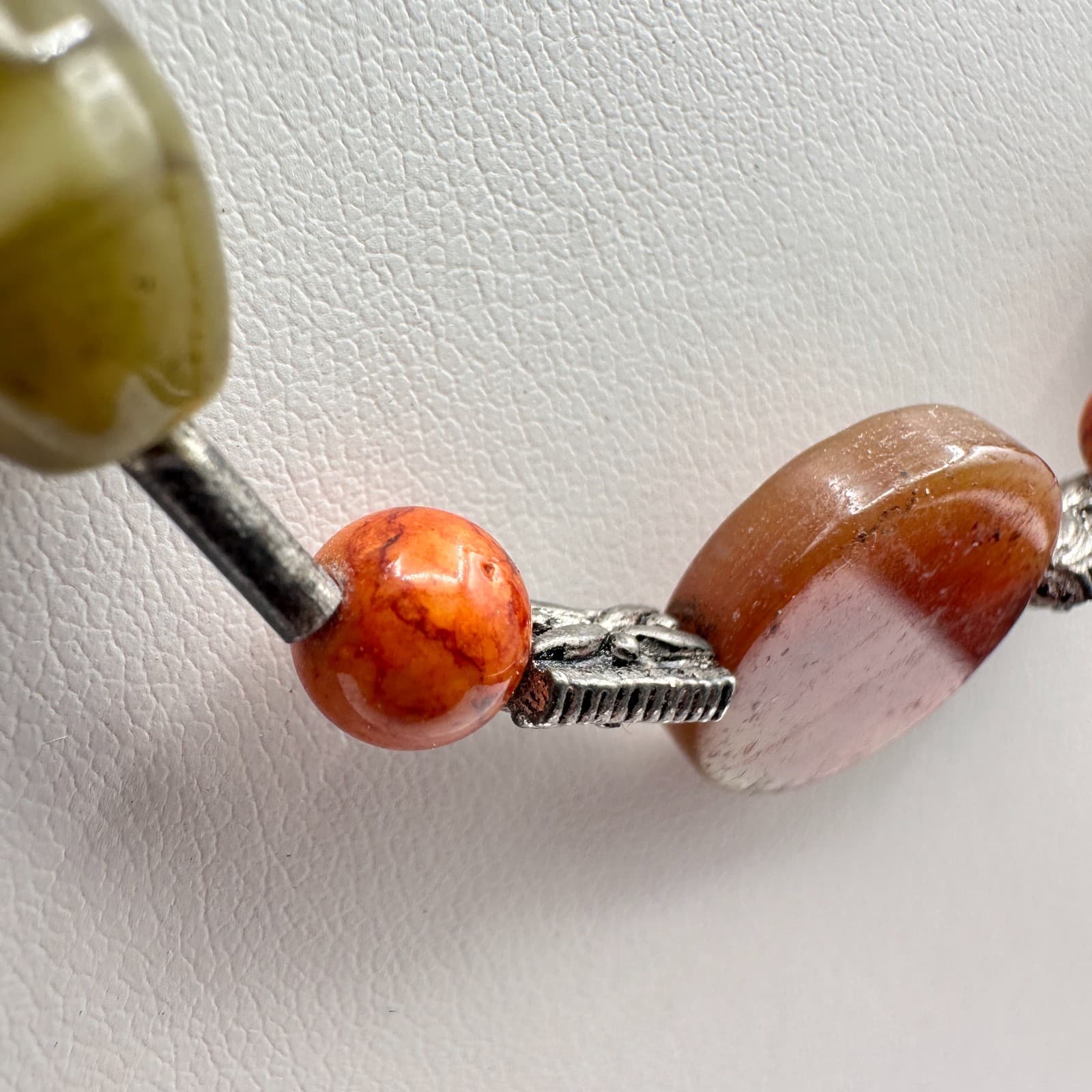 Vintage 90s Earth Tone Mixed Stones Beaded Silver Tone Necklace Women's Jewelry - Thumbnail 5