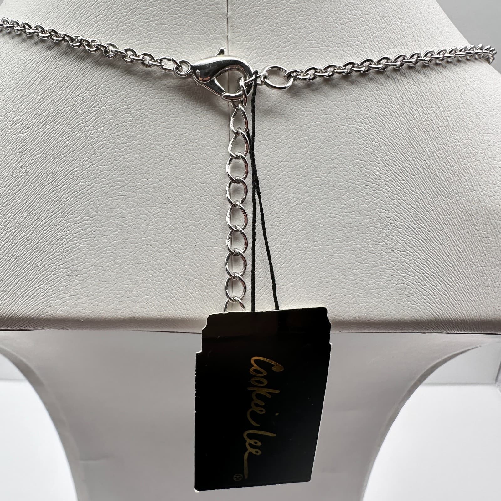 Vintage 90 Silver-Tone Pink & Clear Bead Y-Drop Dangle Necklace Jewelry - Thumbnail 15