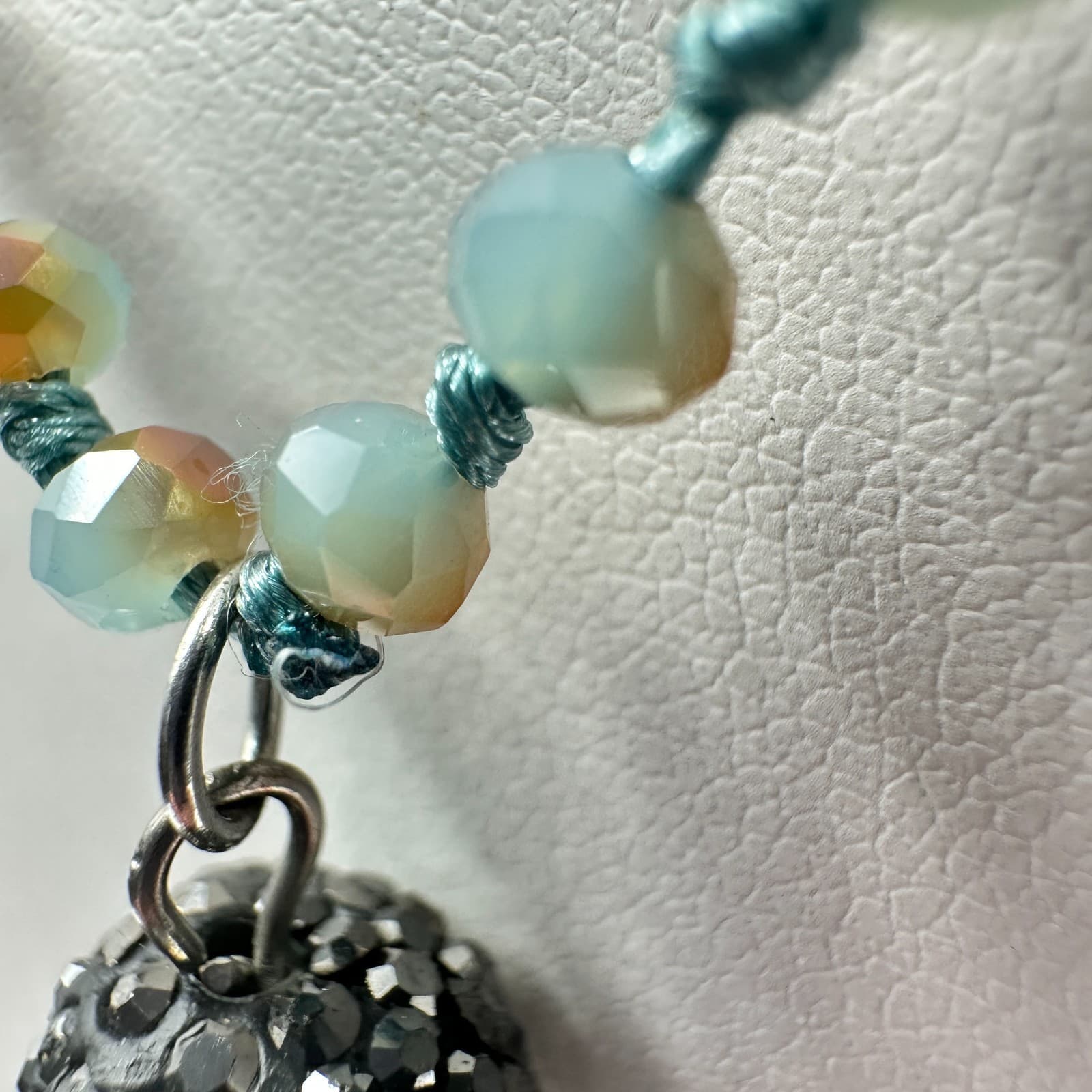 Vintage 90s Long Teal Blue Beaded Tassel Necklace Boho Statement Women's Jewelry - Thumbnail 9