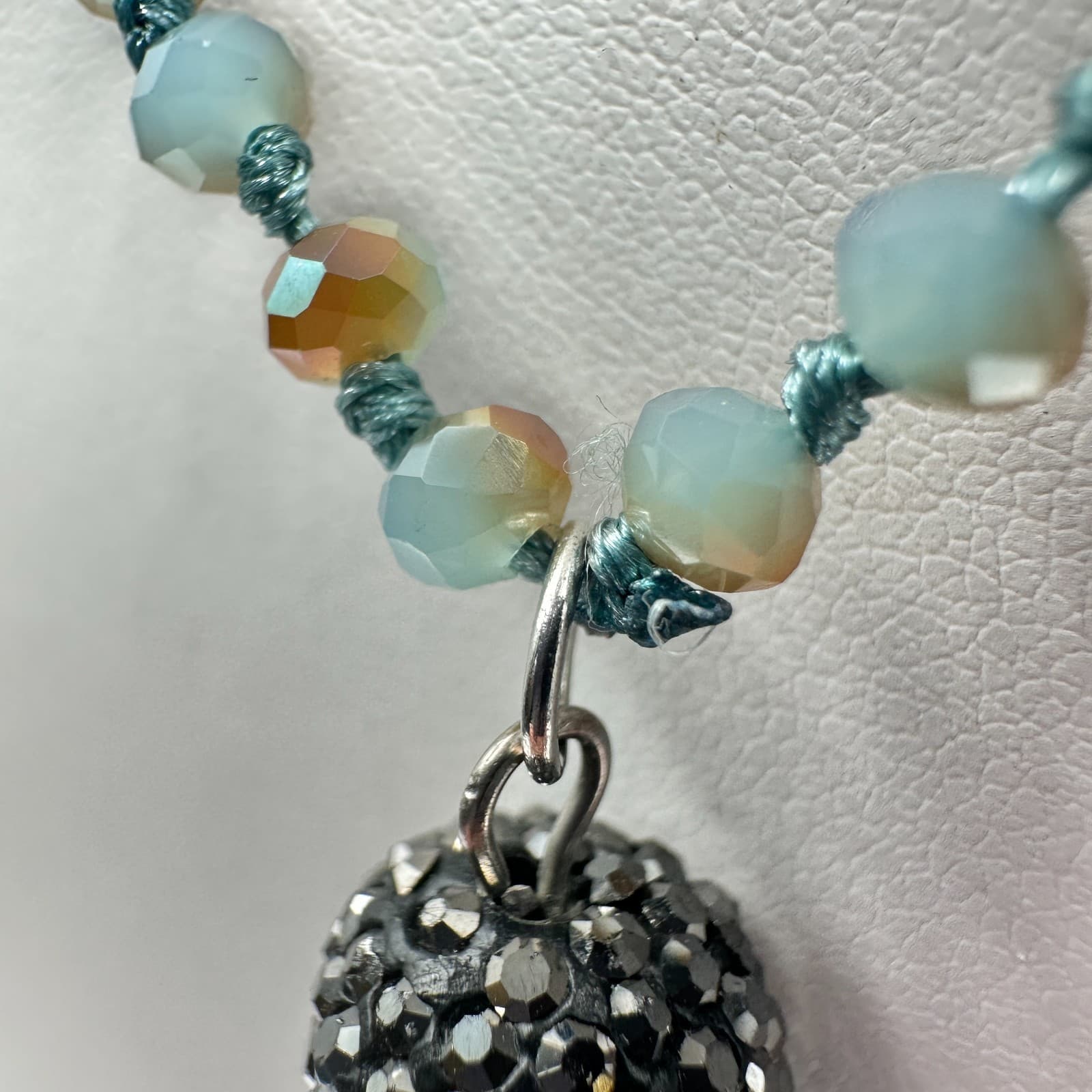 Vintage 90s Long Teal Blue Beaded Tassel Necklace Boho Statement Women's Jewelry - Thumbnail 10