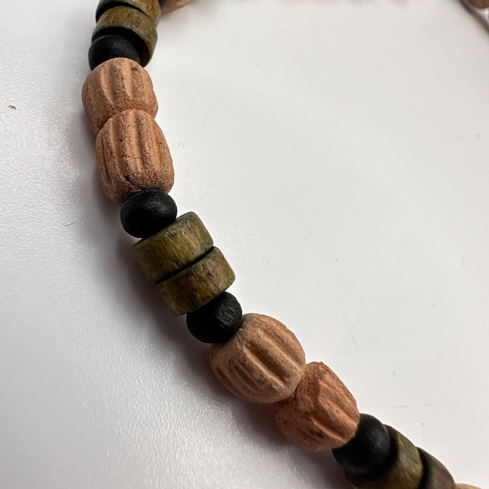 Vintage 90s Wood Bead Bracelet Earth Tone Boho Women's Classic Jewelry - Thumbnail 3