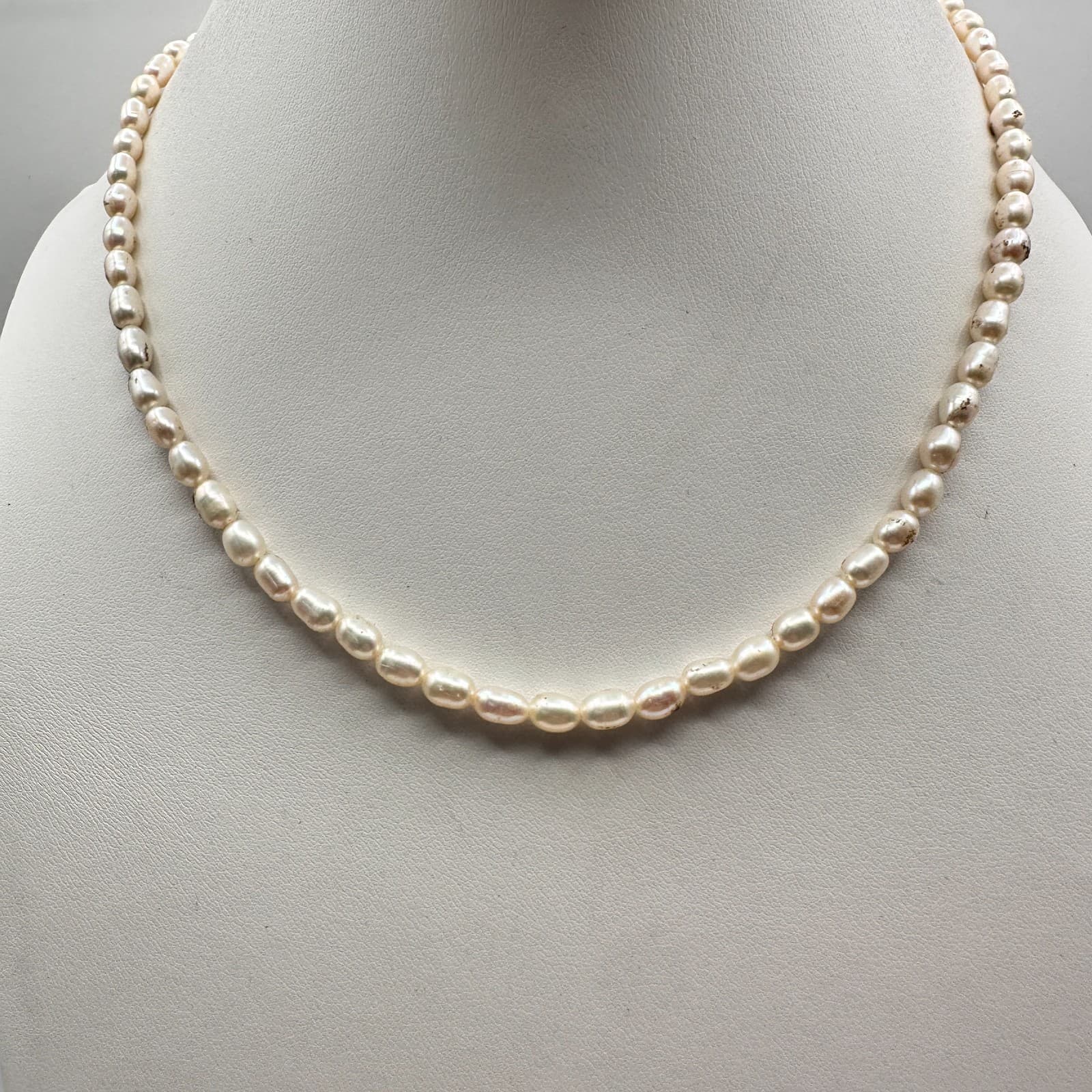 Vintage 90s Rice Pearl Beaded Necklace Cream Boho Retro Classic Women's Jewelry - Image 1