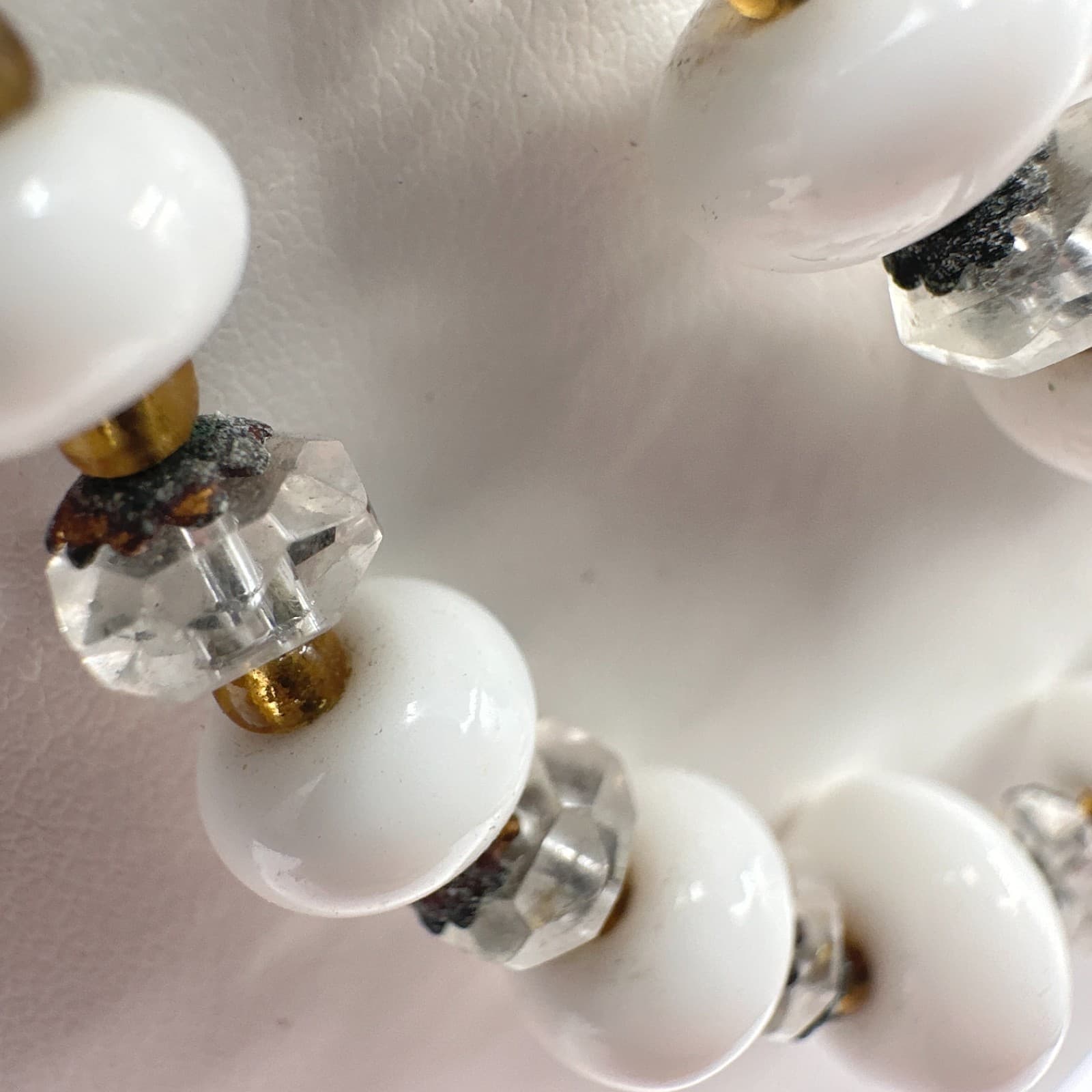 Vintage 60s Multi-Strand White Glass Bead Necklace Classic Women's Jewelry - Thumbnail 5