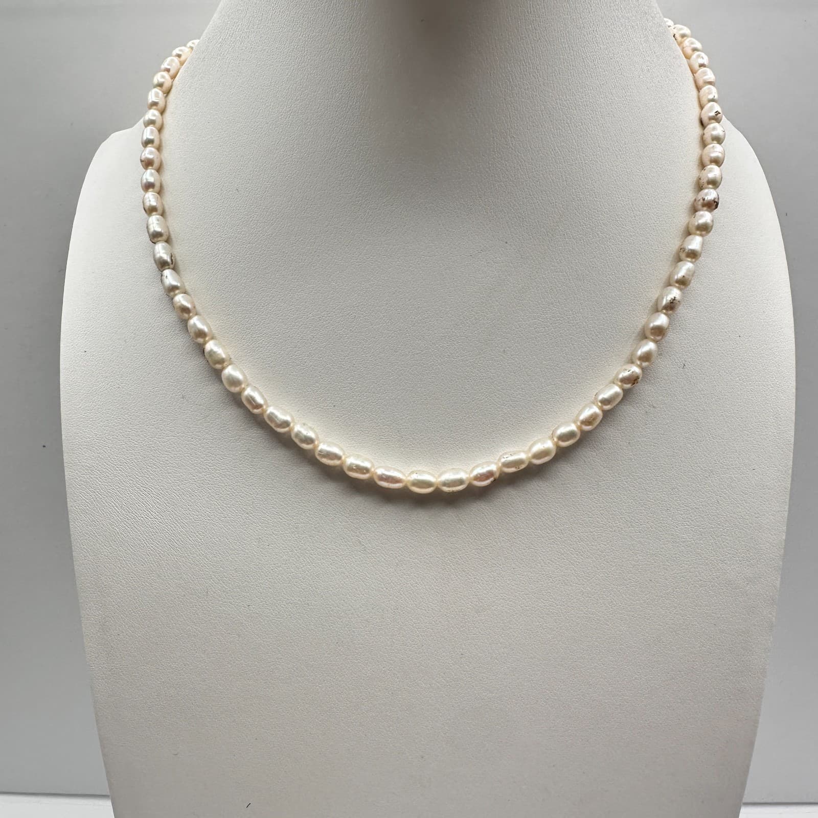 Vintage 90s Rice Pearl Beaded Necklace Cream Boho Retro Classic Women's Jewelry - Thumbnail 2