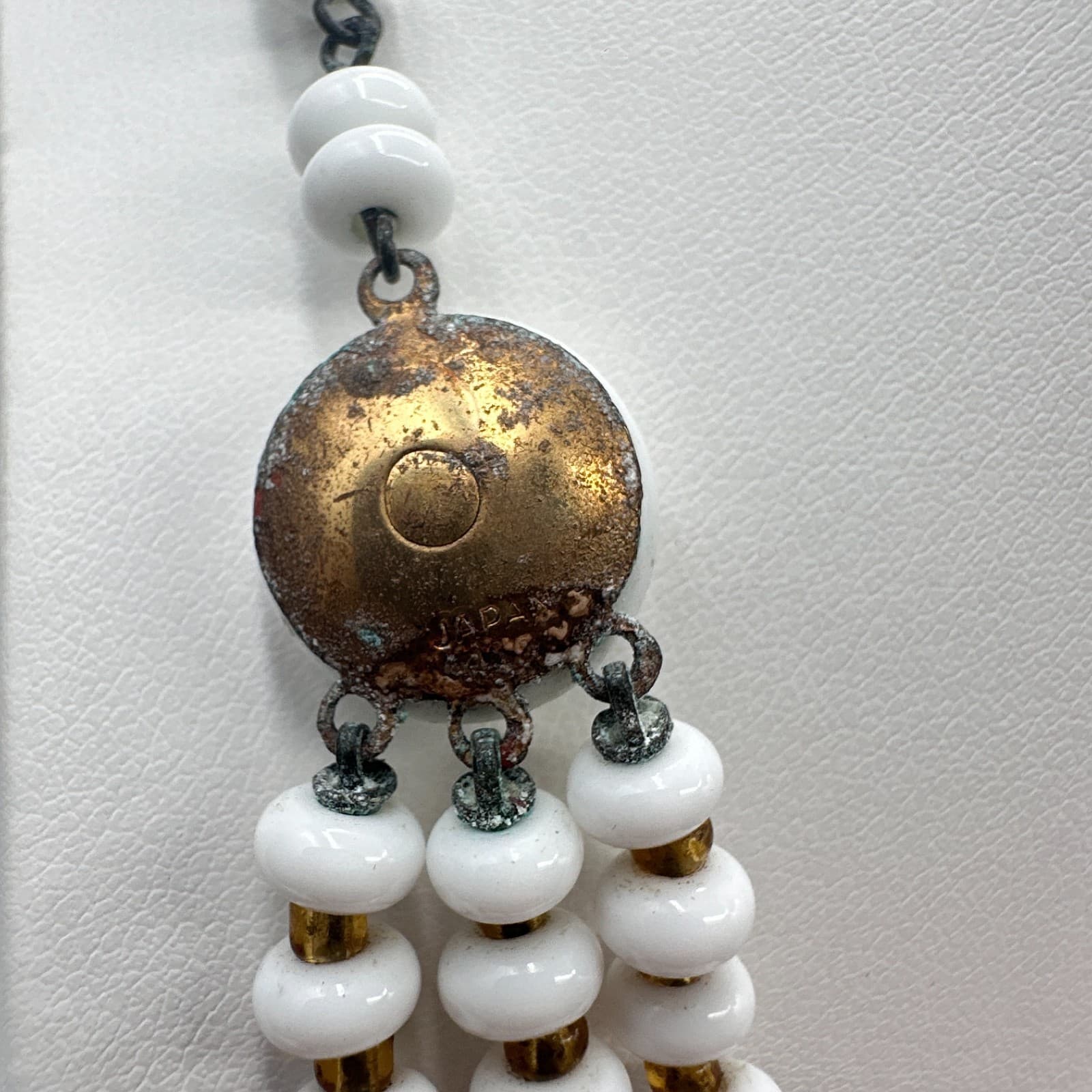 Vintage 60s Multi-Strand White Glass Bead Necklace Classic Women's Jewelry - Thumbnail 6